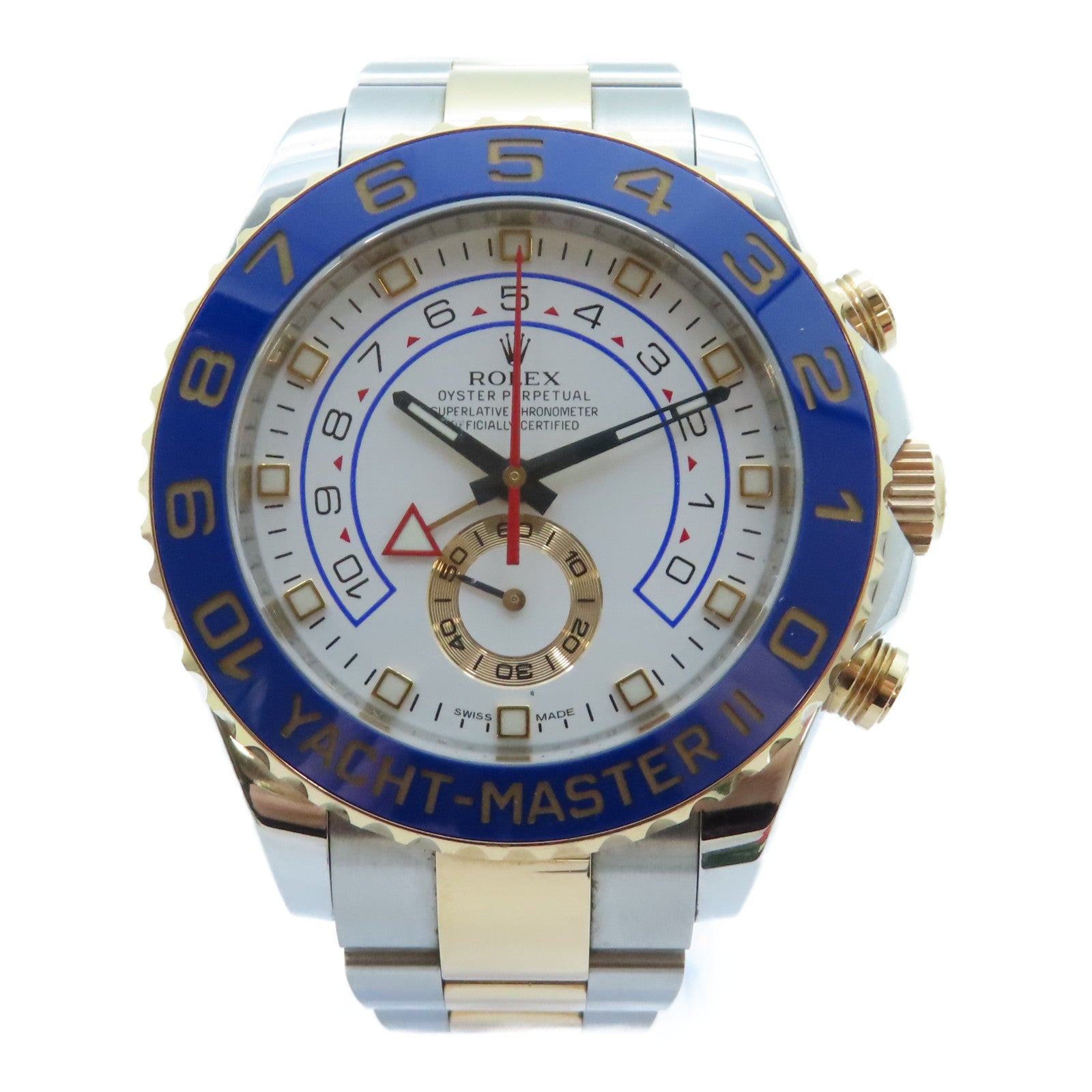 ROLEX Yacht Master II 18K玫瑰金/不鏽鋼手錶自動機芯白色