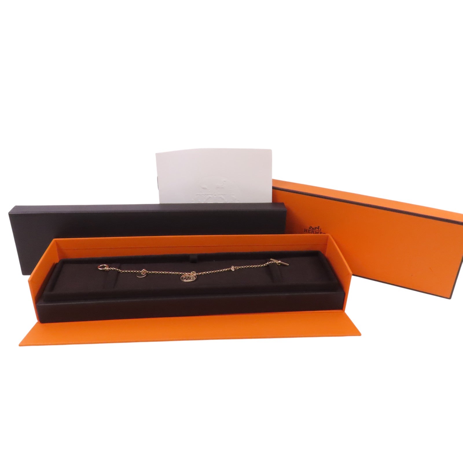 HERMES 18K玫瑰金Ex-Libris Diamond Bracelet金扣鑽石手鏈