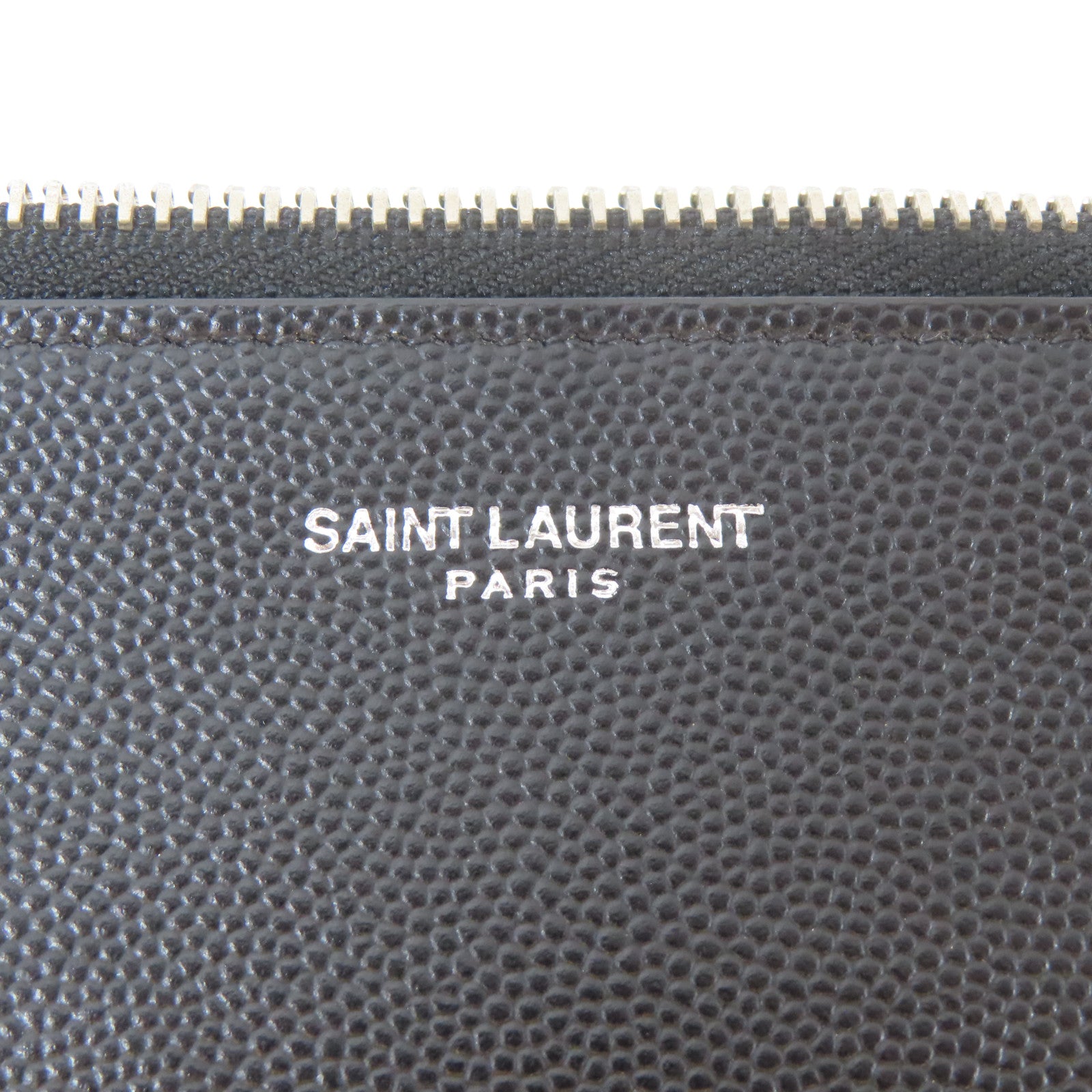 SAINT LAURENT 皮革Clutch Bag銀扣手拿包黑色