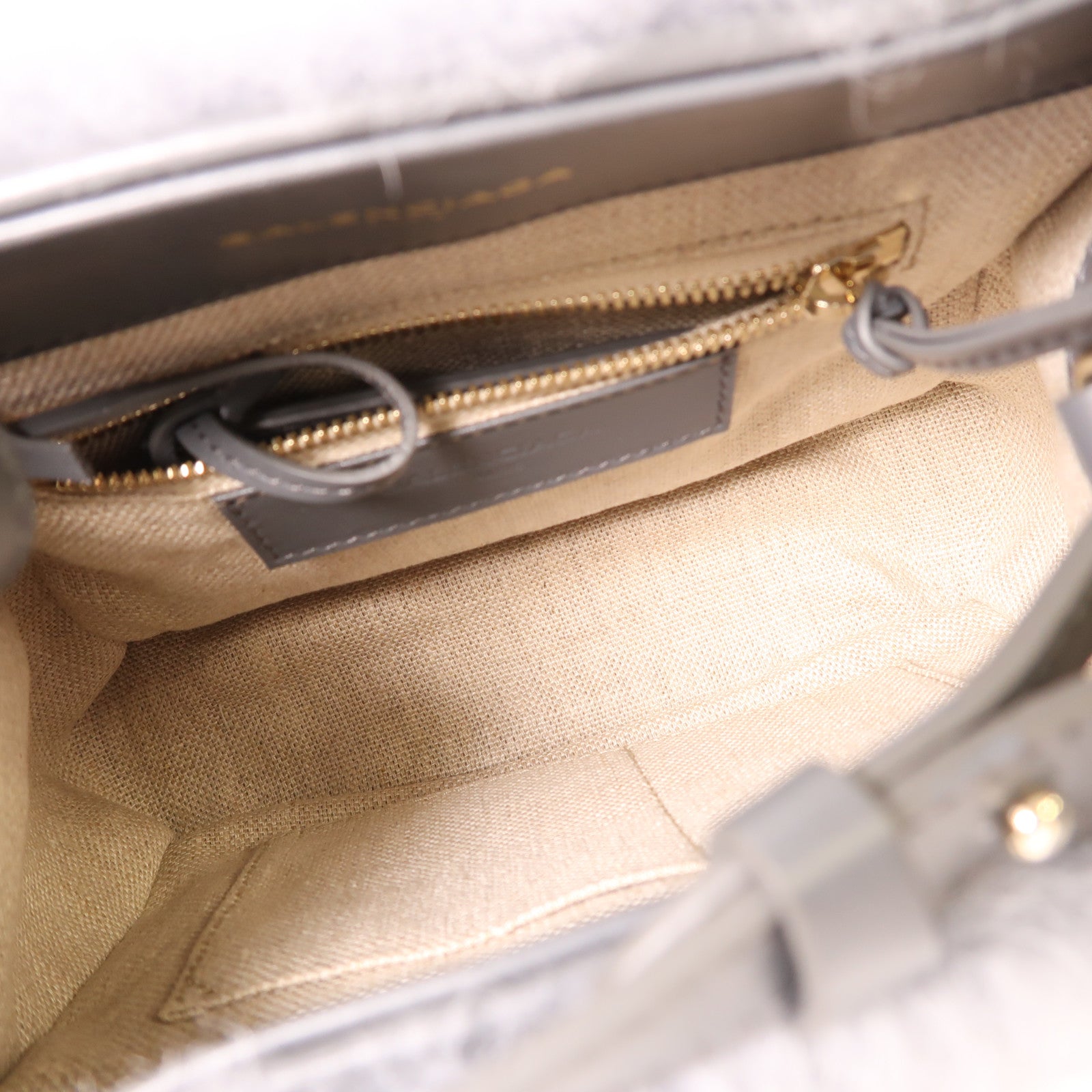 BALENCIAGA Padlock Nude Mini 2 Way Shoulder Bag Wool/Leather