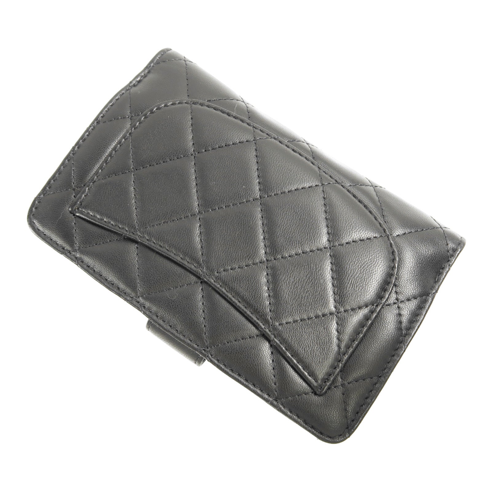 CHANEL 羊皮皮革Wallet銀扣錢包黑色