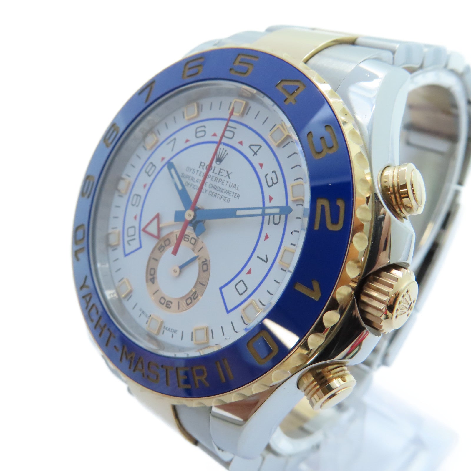 ROLEX Yacht Master II 18K玫瑰金/不鏽鋼手錶自動機芯白色