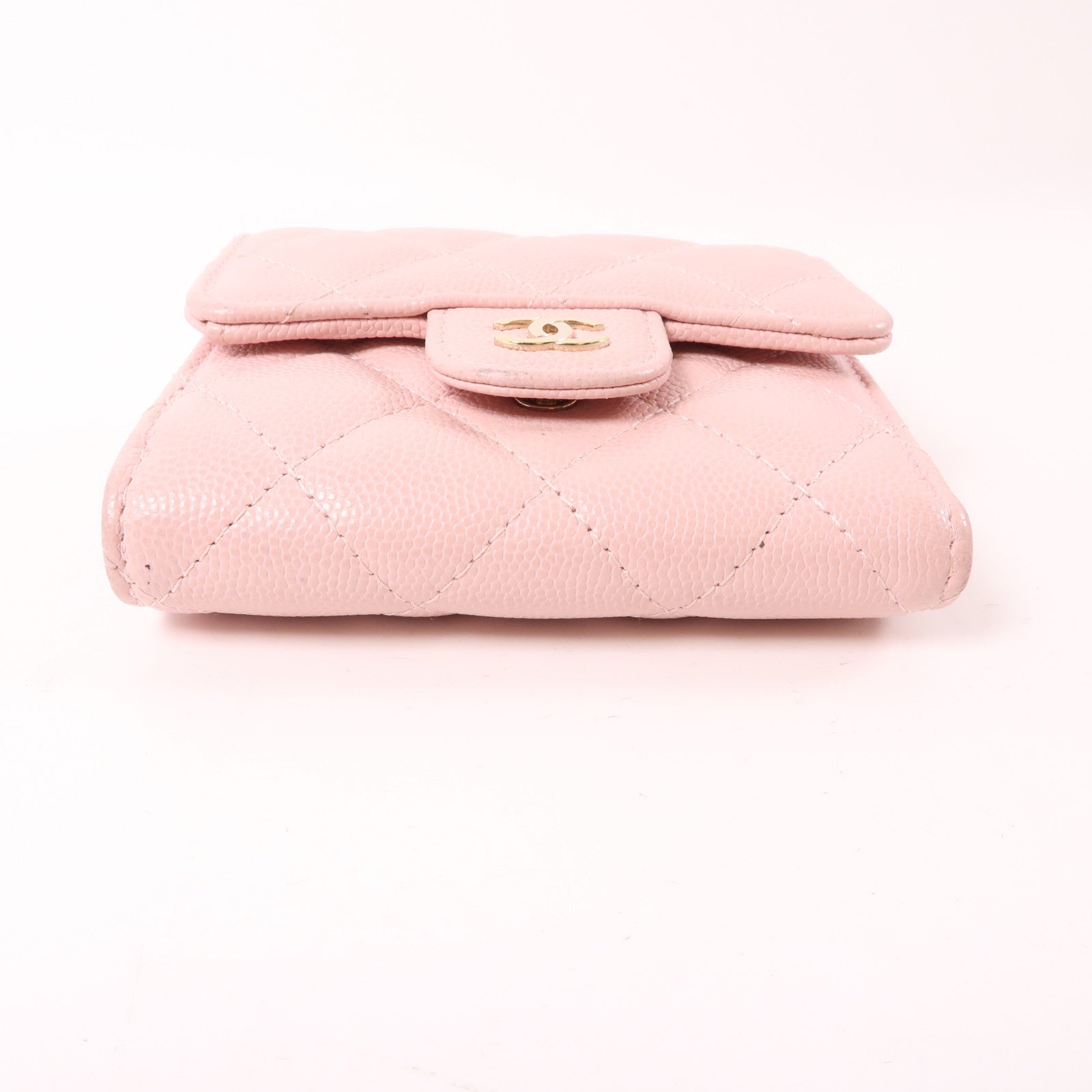 CHANEL 牛皮皮革Wallet金扣錢包粉紅色