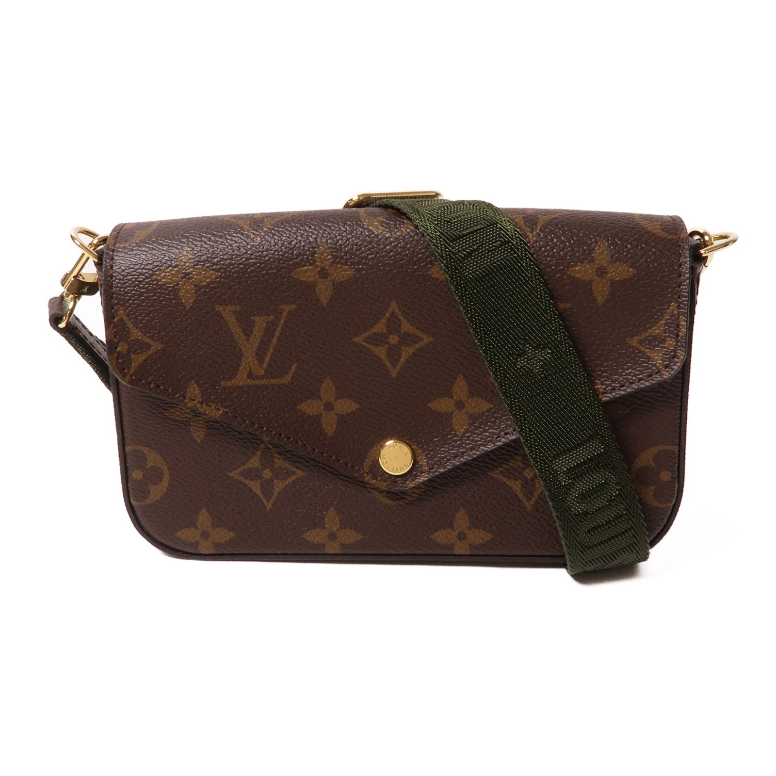 LOUIS VUITTON Monogram Felicie Strap & Go金扣肩背袋啡色