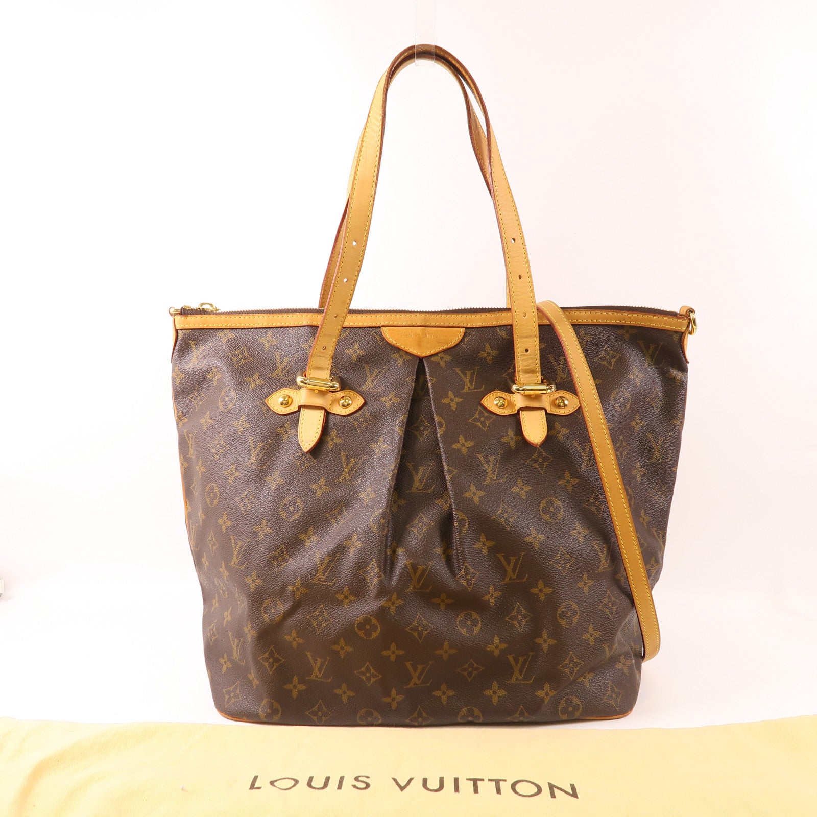 LOUIS VUITTON Monogram Palermo GM金扣手挽肩背兩用袋棕色