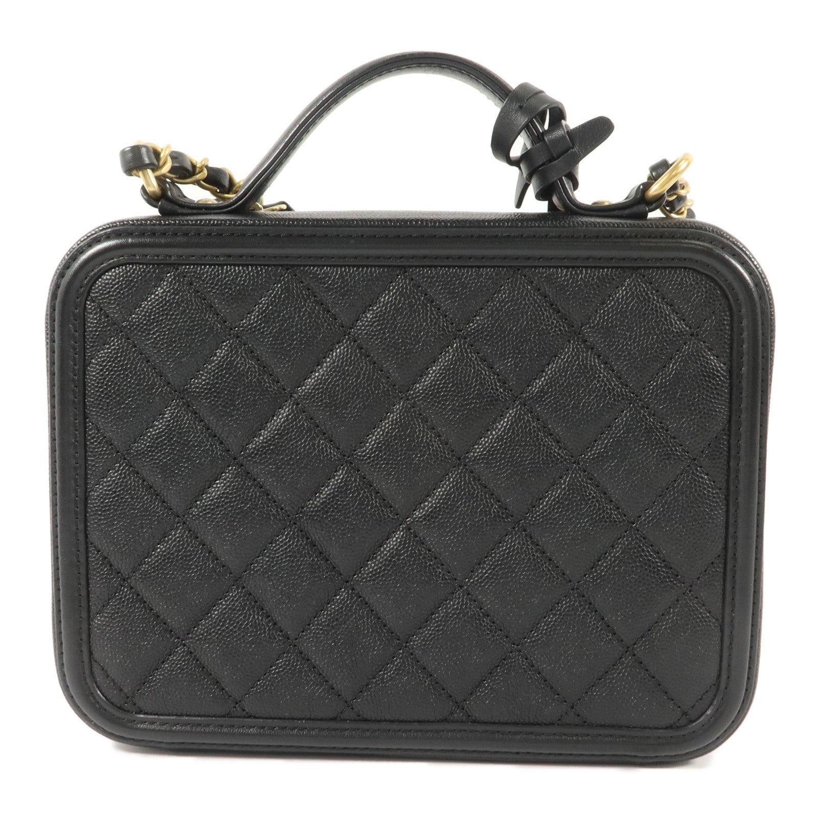 CHANEL 牛皮皮革CC Filigree Vanity Case Medium手挽肩背兩用袋