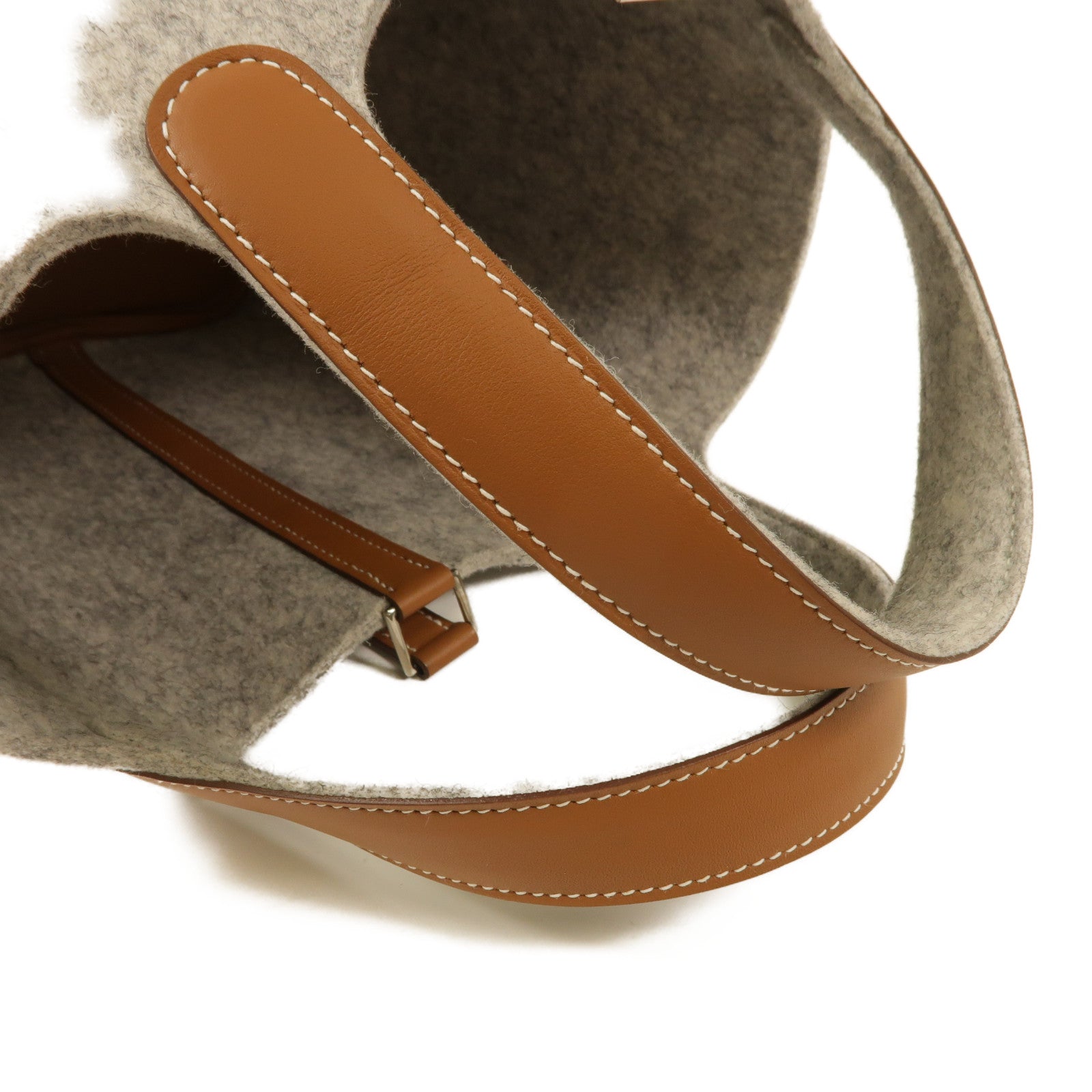 HERMES 【激減優惠】絨布Picotin Lock 18銀扣手挽袋Gris Clair