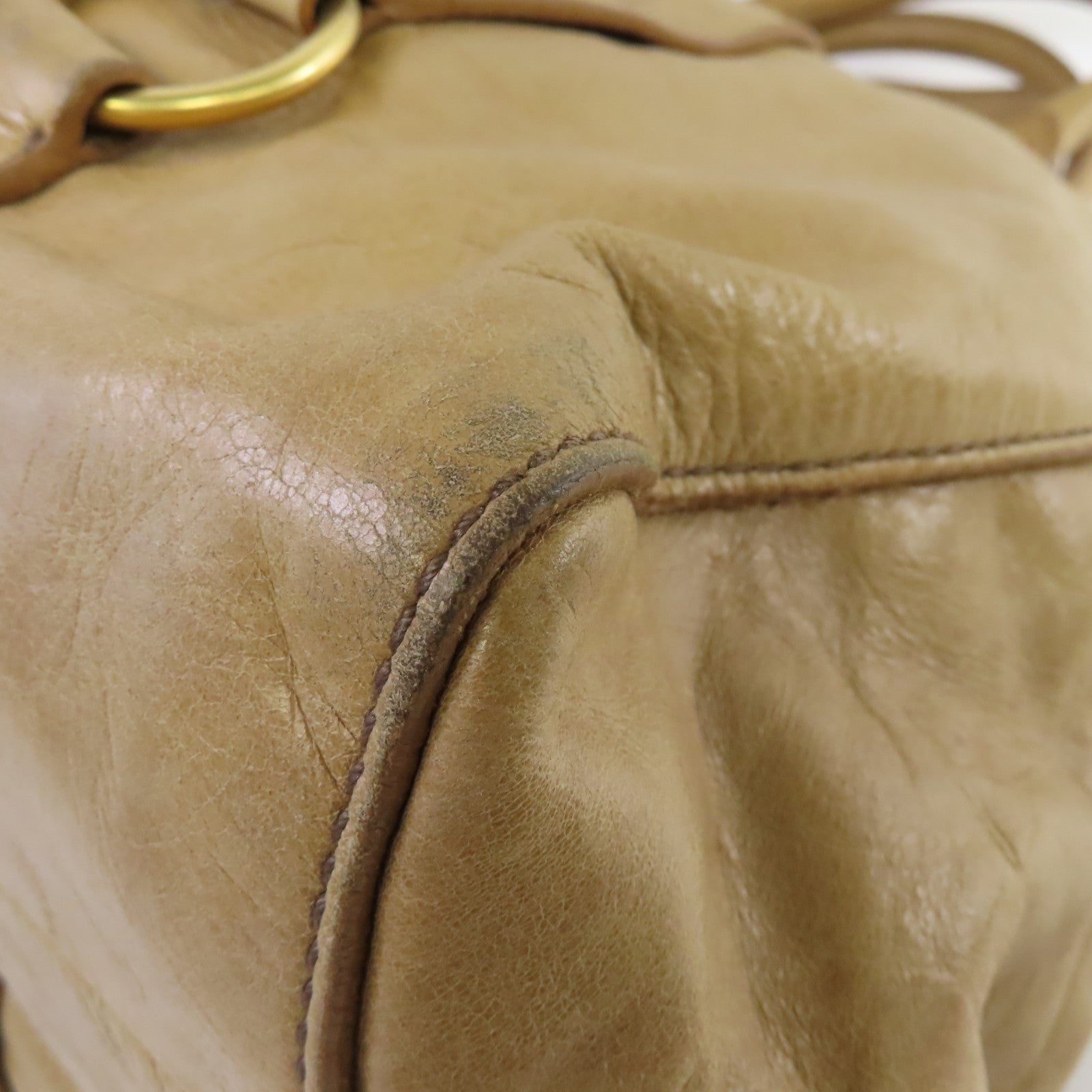 Miu Miu 【激減優惠】牛皮皮革2Way Tote Bag金扣手挽肩背兩用袋啡色
