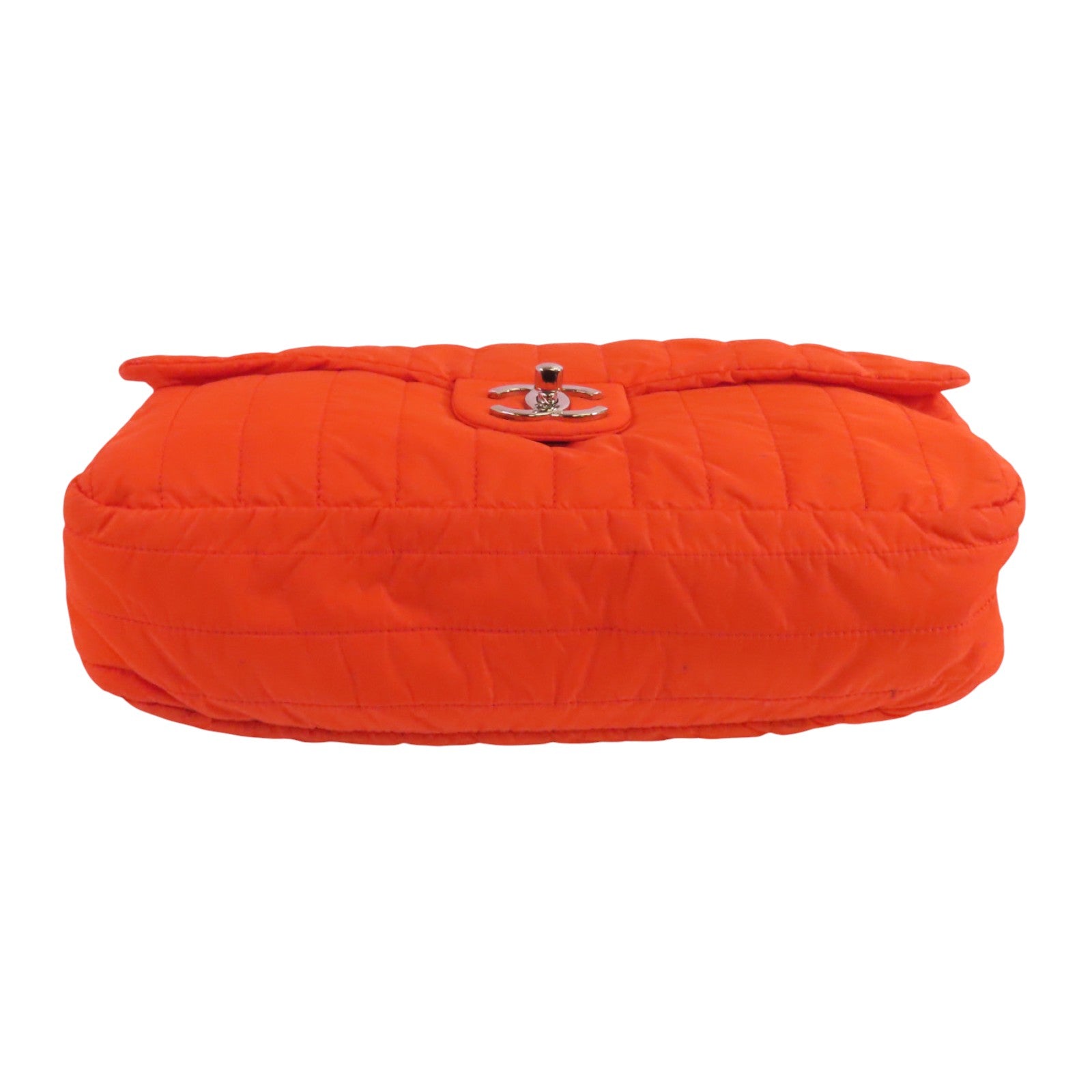 CHANEL 尼龍Chain Shoulder Bag銀扣鏈帶肩背袋