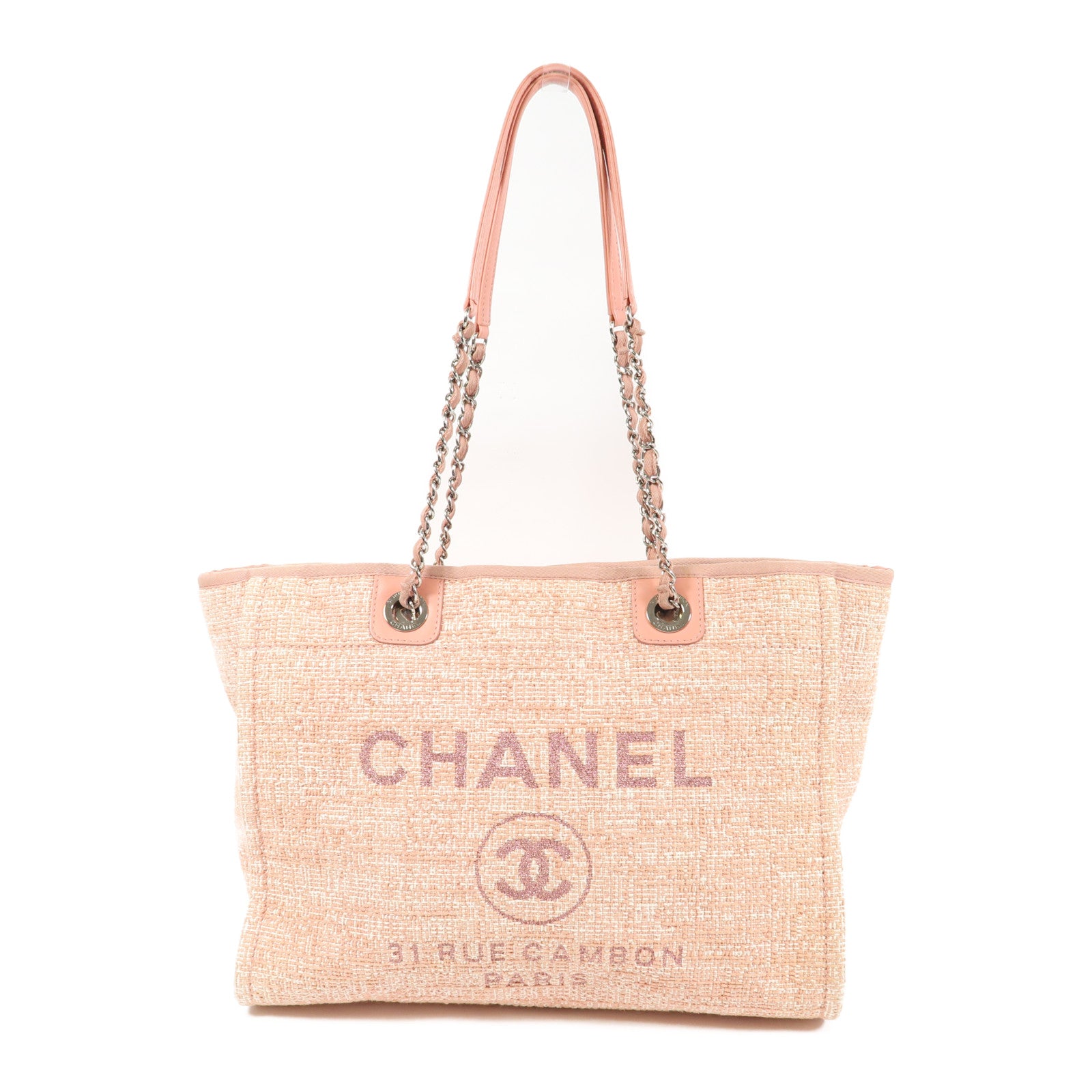 CHANEL 【激減優惠】Tweed Deauville銀扣鏈帶肩背袋