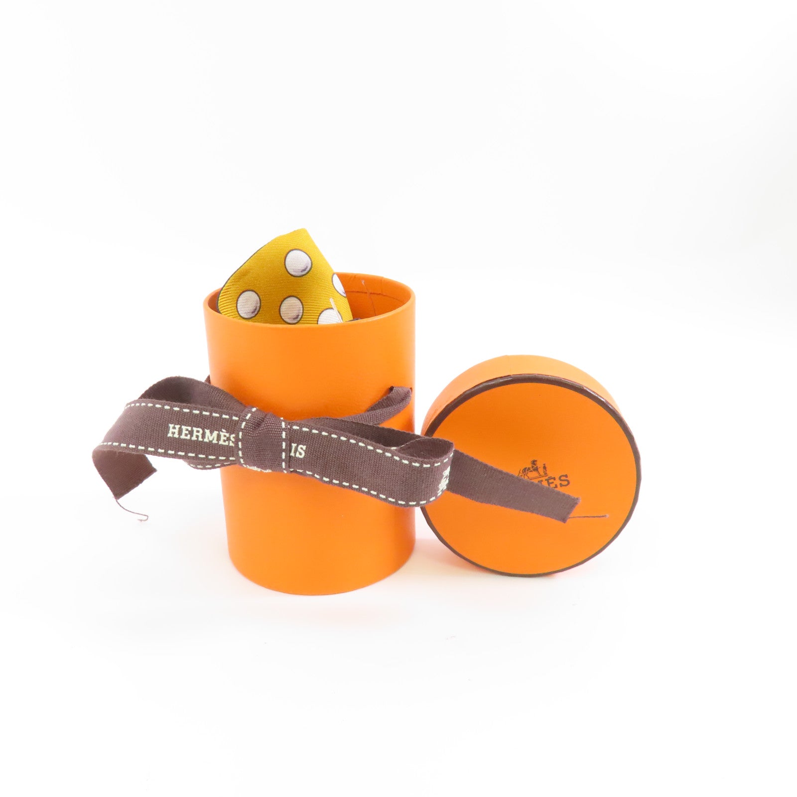 HERMES 絲質Twilly絲巾黑色/黃色