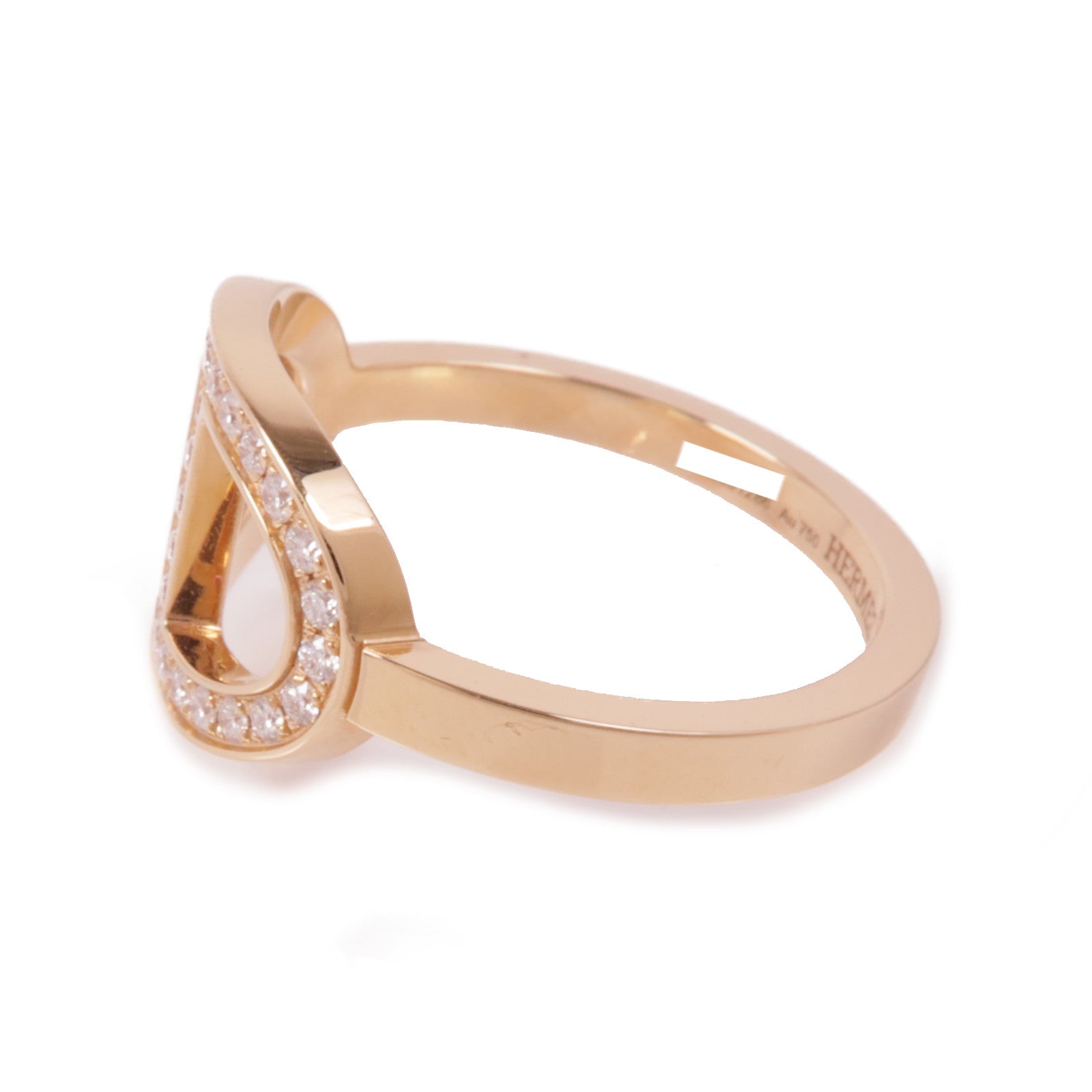 HERMES 18K玫瑰金Chaine d'ancre Contour Ring鑽石戒指Hermes#52/US#6