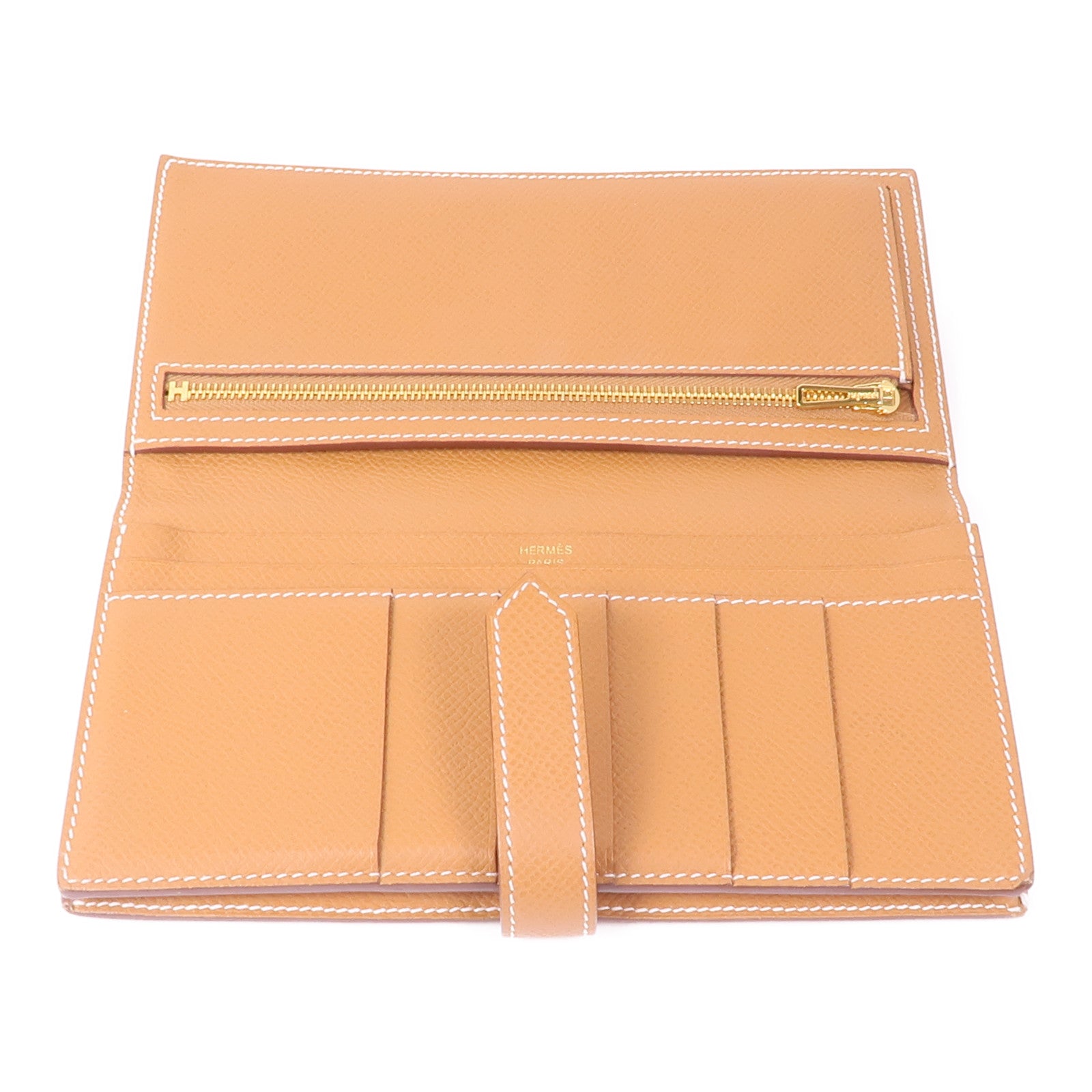 HERMES Epsom皮革Bearn Wallet金扣長錢包Gold