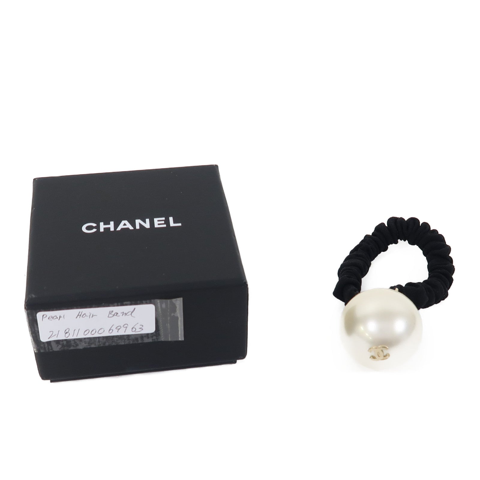 CHANEL PVC Pearl Hair Band髮飾黑色/白色