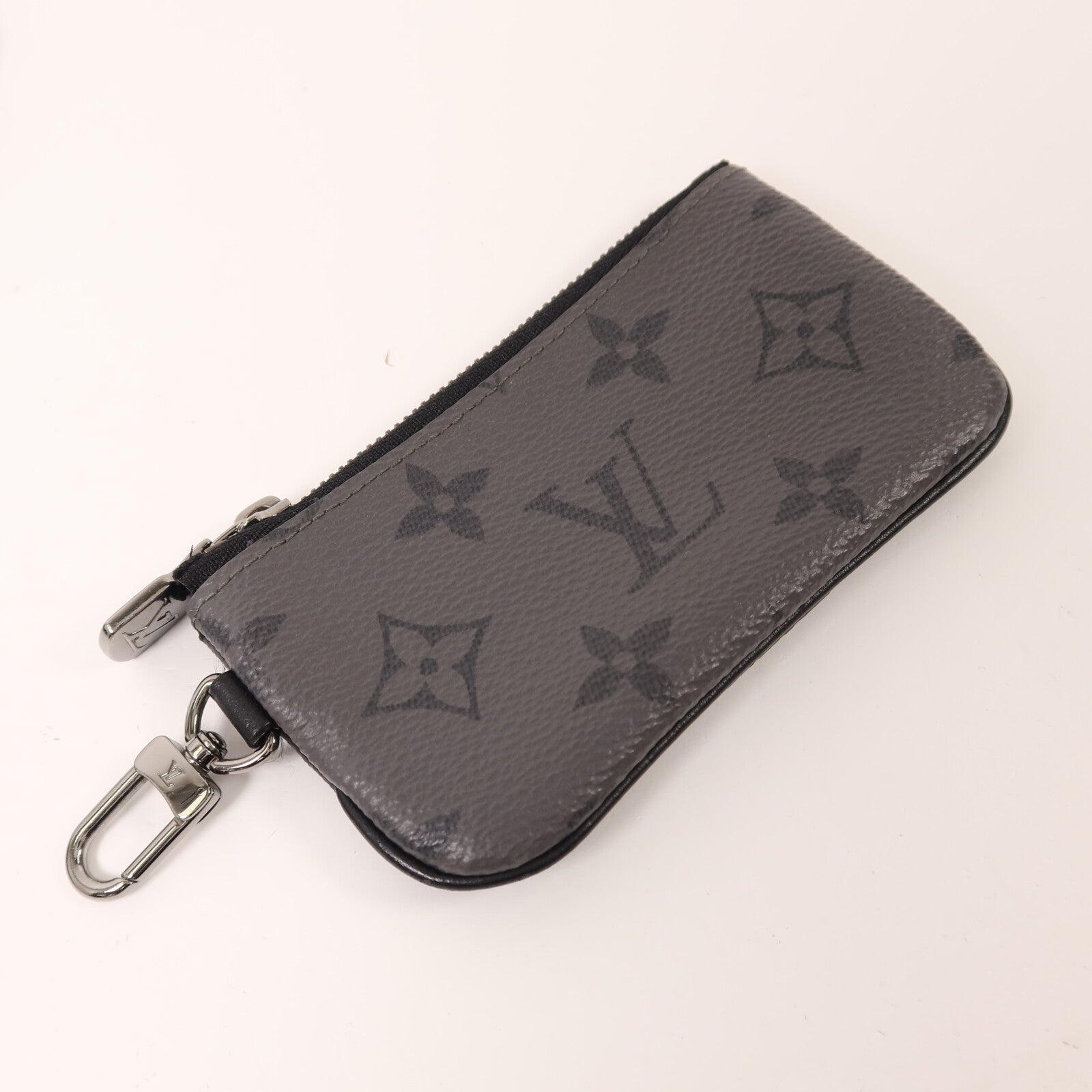 LOUIS VUITTON Monogram Eclipse Reverse Trio Messenger銀扣肩背袋灰色