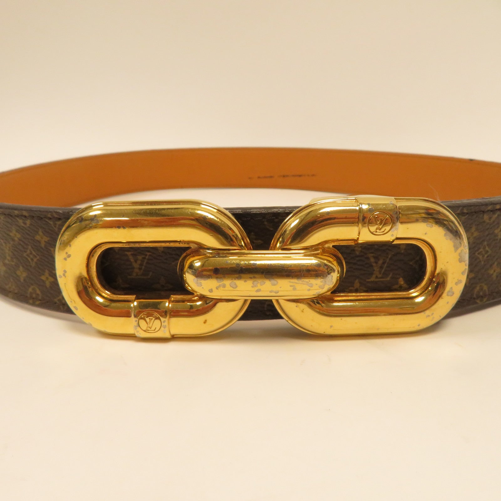 LOUIS VUITTON 【激減優惠】Monogram Belt金扣皮帶啡色