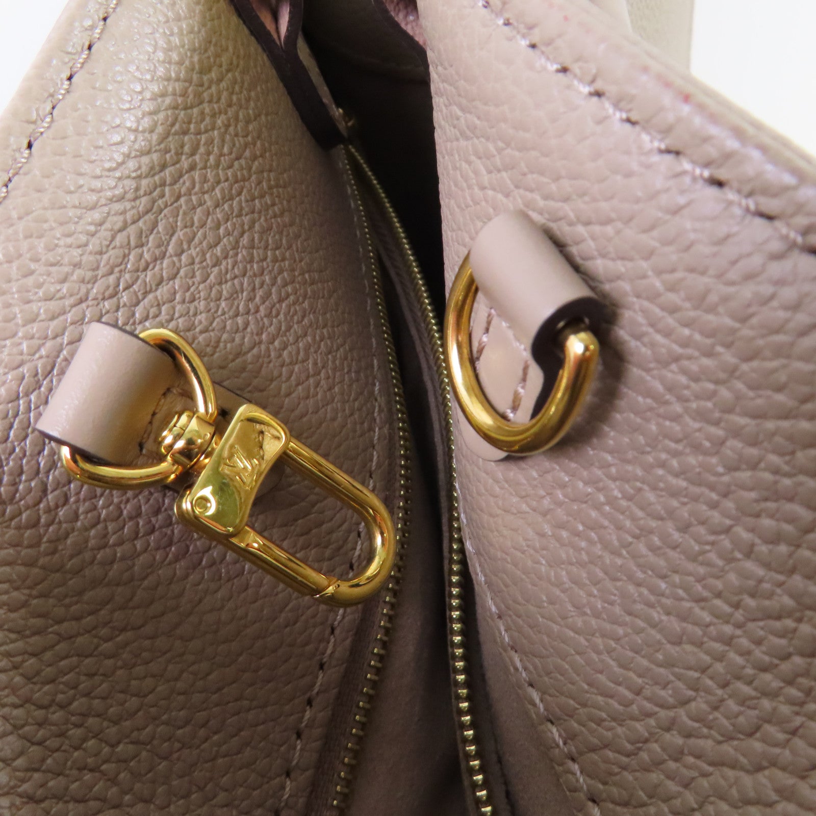 LOUIS VUITTON Monogram Empreinte Giant OnTheGo MM 2Way Tote Bag金扣手挽肩背兩用袋米色