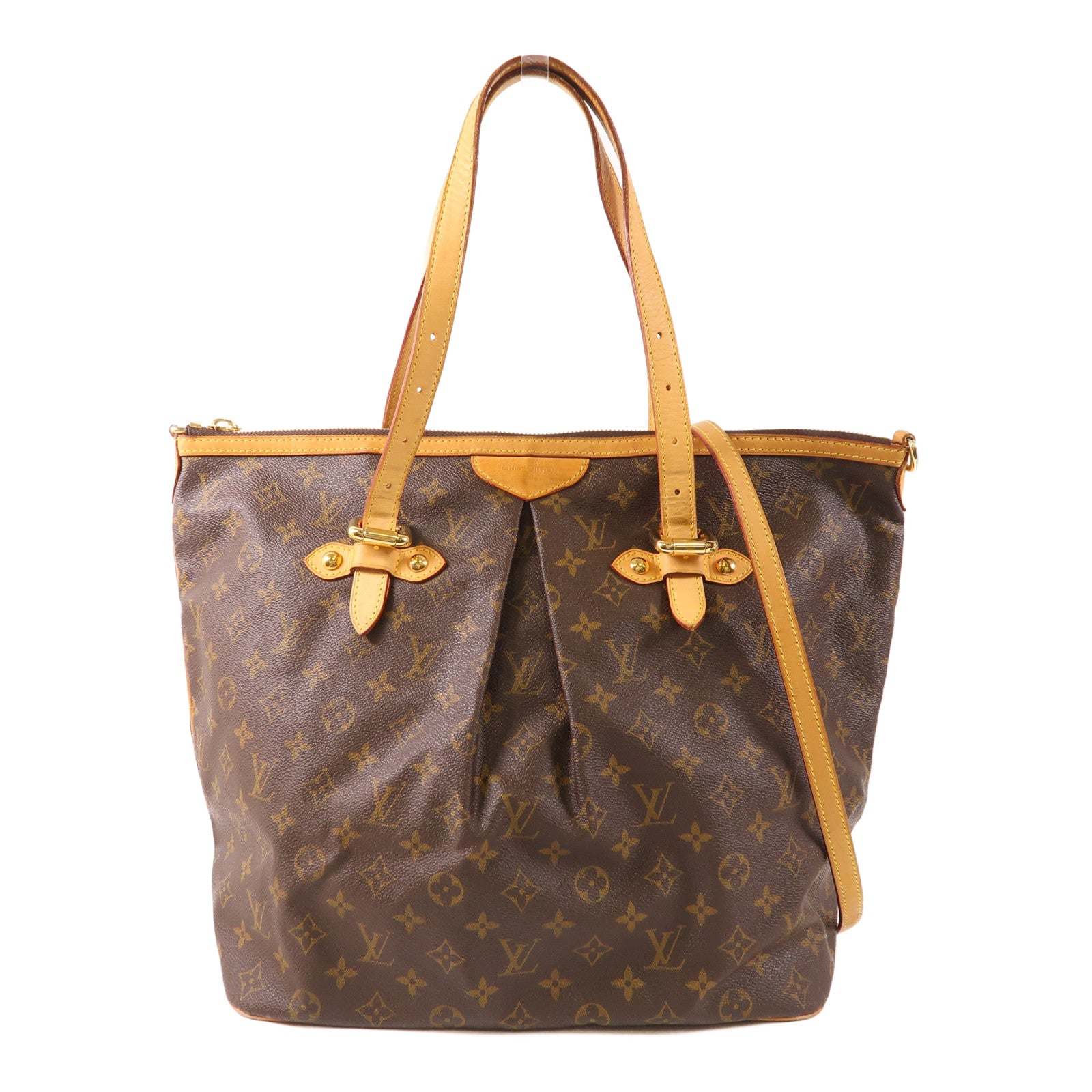 LOUIS VUITTON Monogram Palermo GM金扣手挽肩背兩用袋棕色