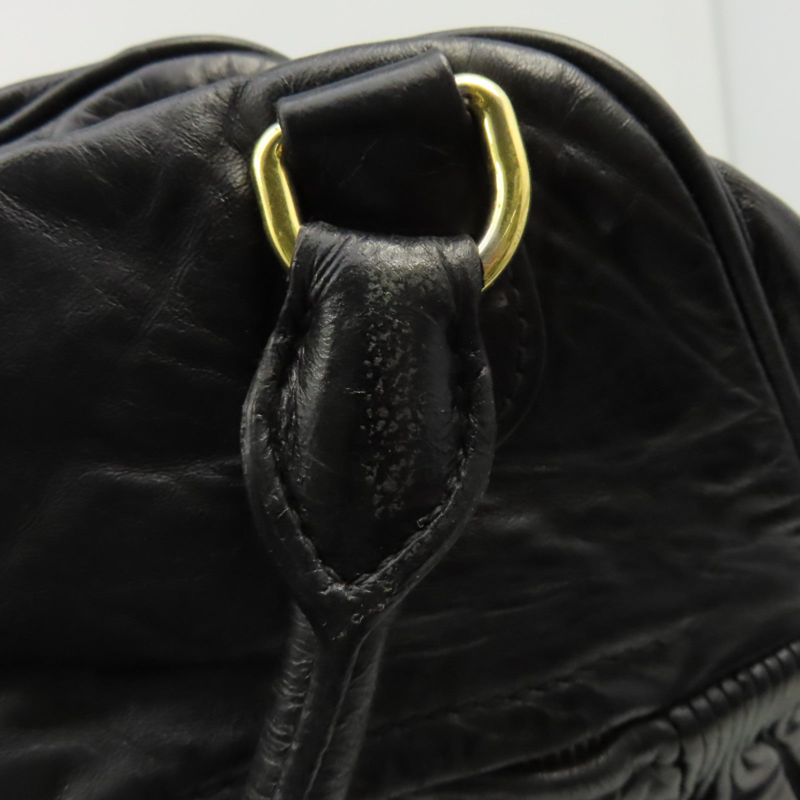 Miu Miu 牛皮皮革2 Way Shoulder金扣手挽肩背兩用袋黑色