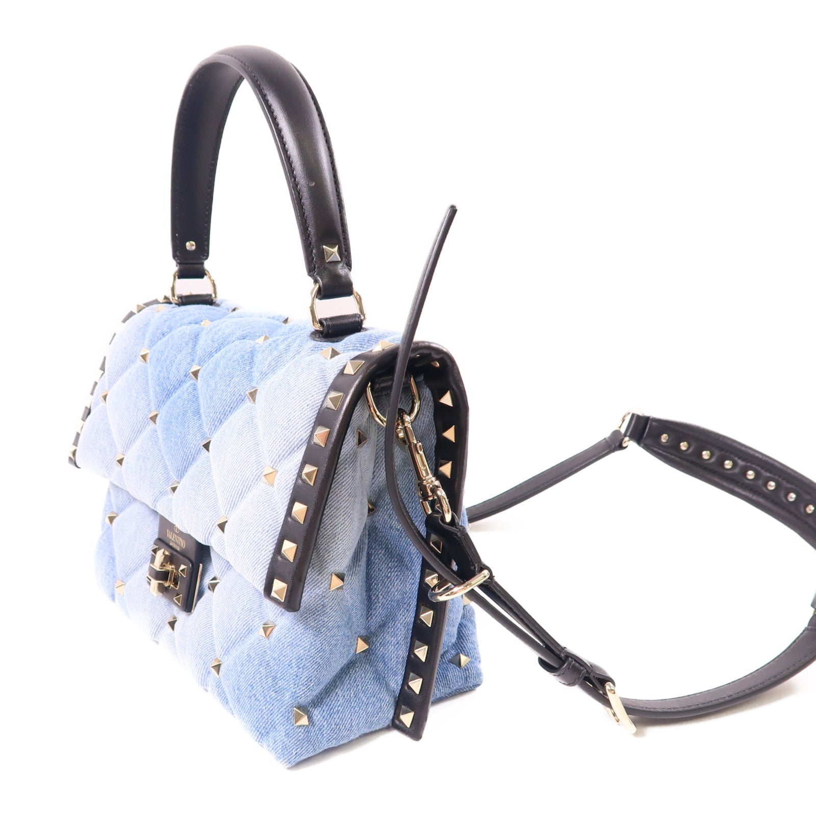Valentino 牛仔布Candy Stud金扣手挽肩背兩用袋