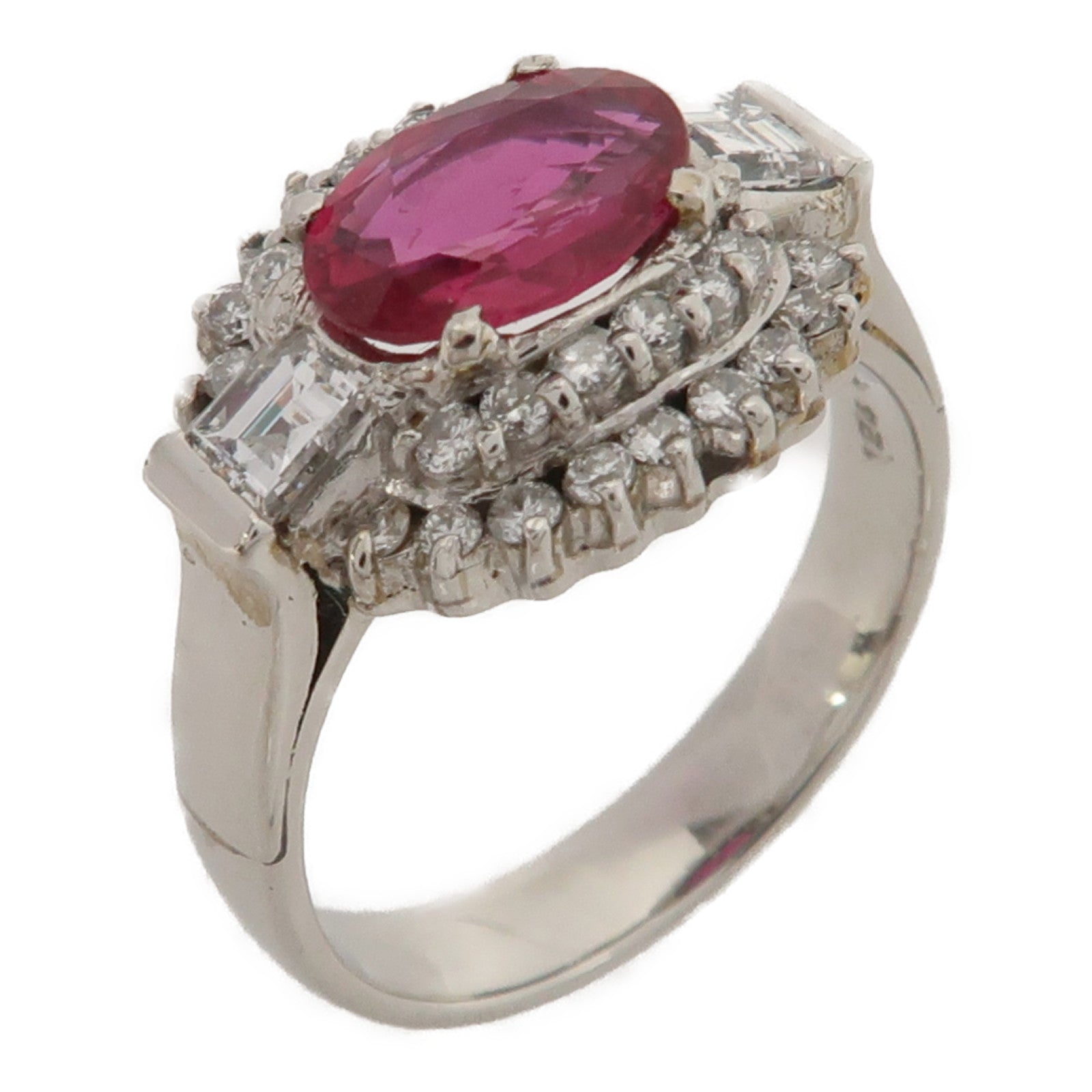 JEWELRY 【激減優惠】PT900鉑金Ring1.24ct紅寶石/0.30ct鑽石戒指US#6