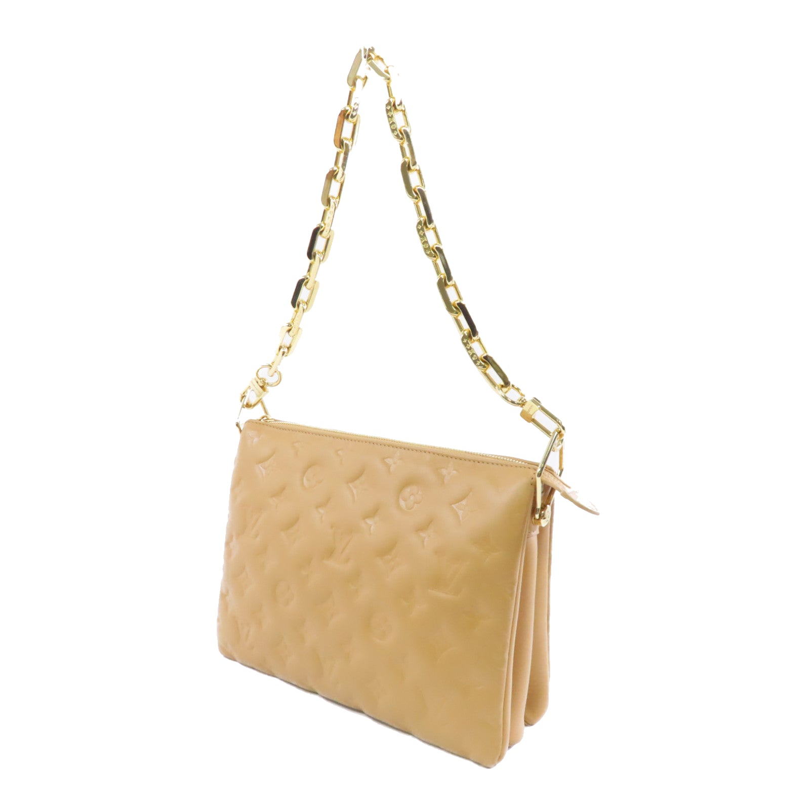 LOUIS VUITTON 【激減優惠】Monogram-Embossed Coussin PM Bag金扣手挽肩背兩用袋駝色