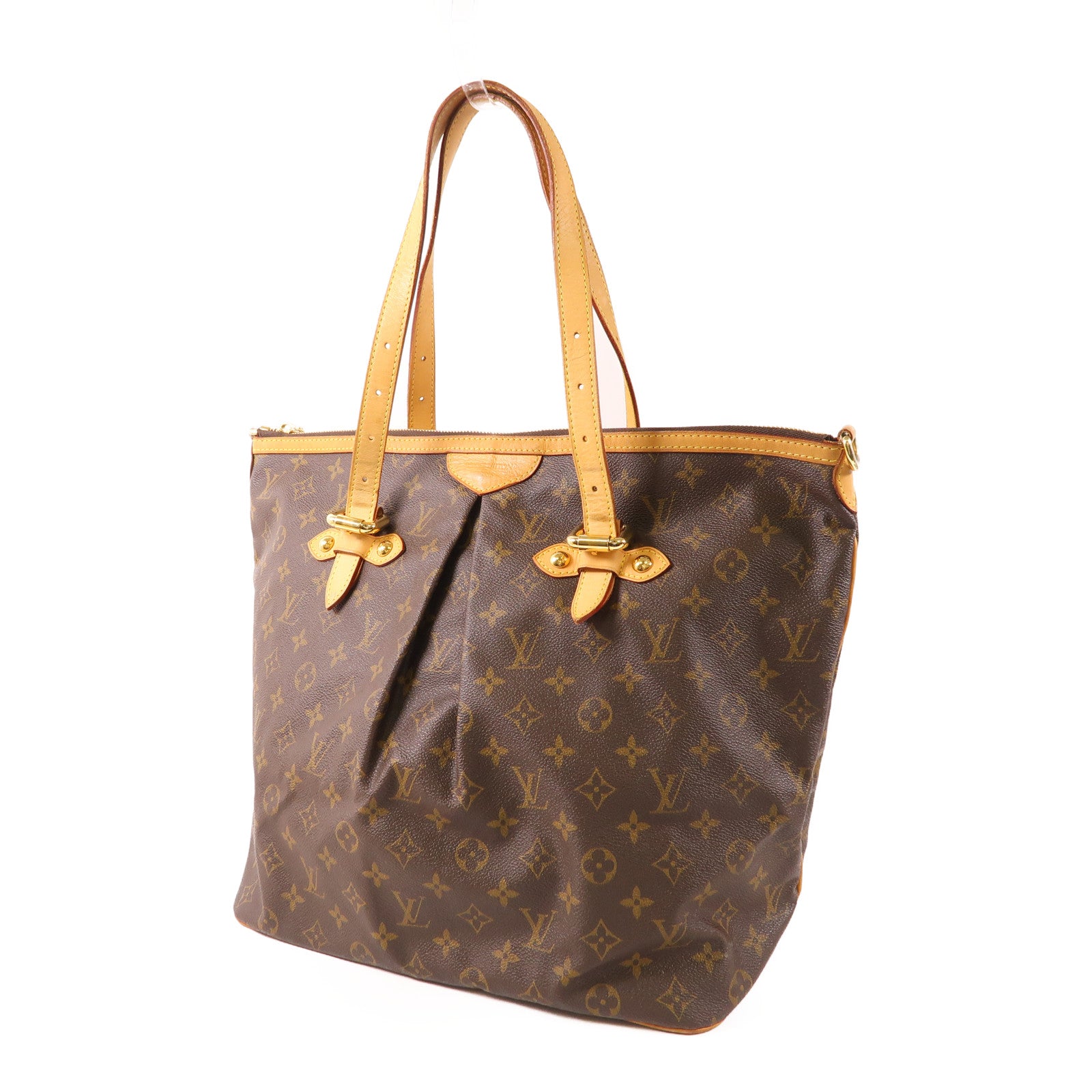 LOUIS VUITTON Monogram Palermo GM金扣手挽肩背兩用袋棕色