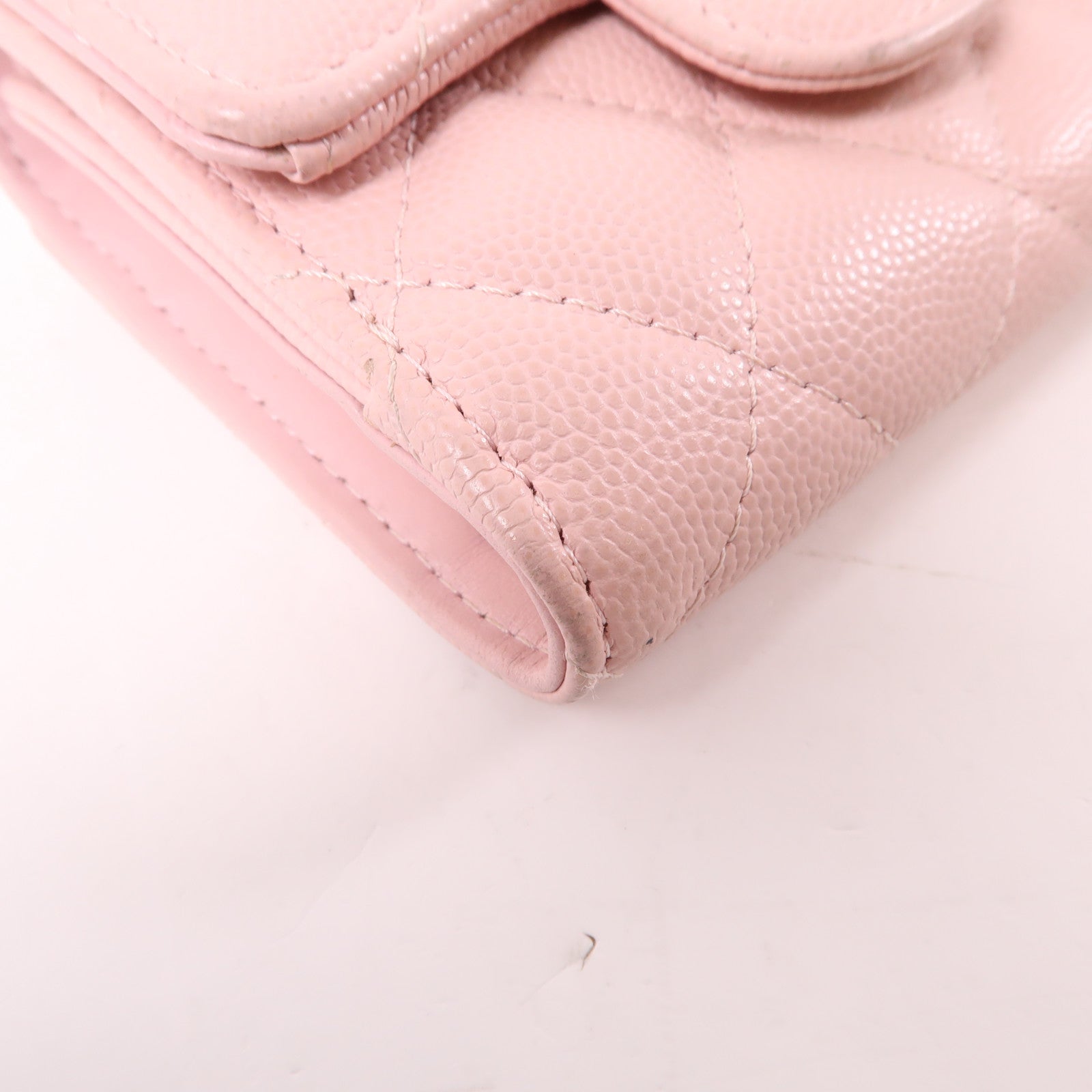 CHANEL 牛皮皮革Wallet金扣錢包粉紅色