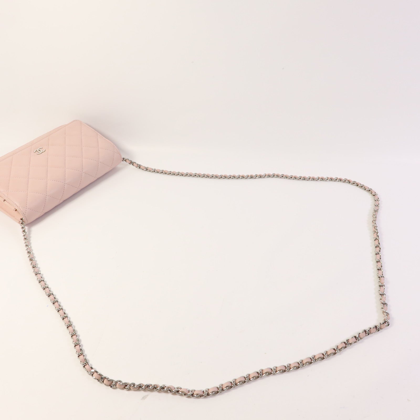CHANEL 羊皮皮革WOC Wallet On Chain銀扣鏈帶肩背袋