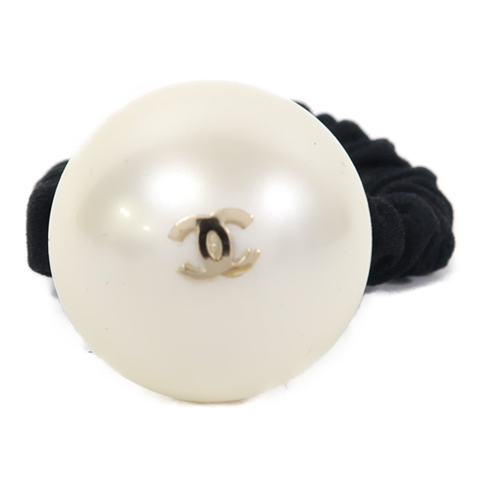 CHANEL PVC Pearl Hair Band髮飾黑色/白色