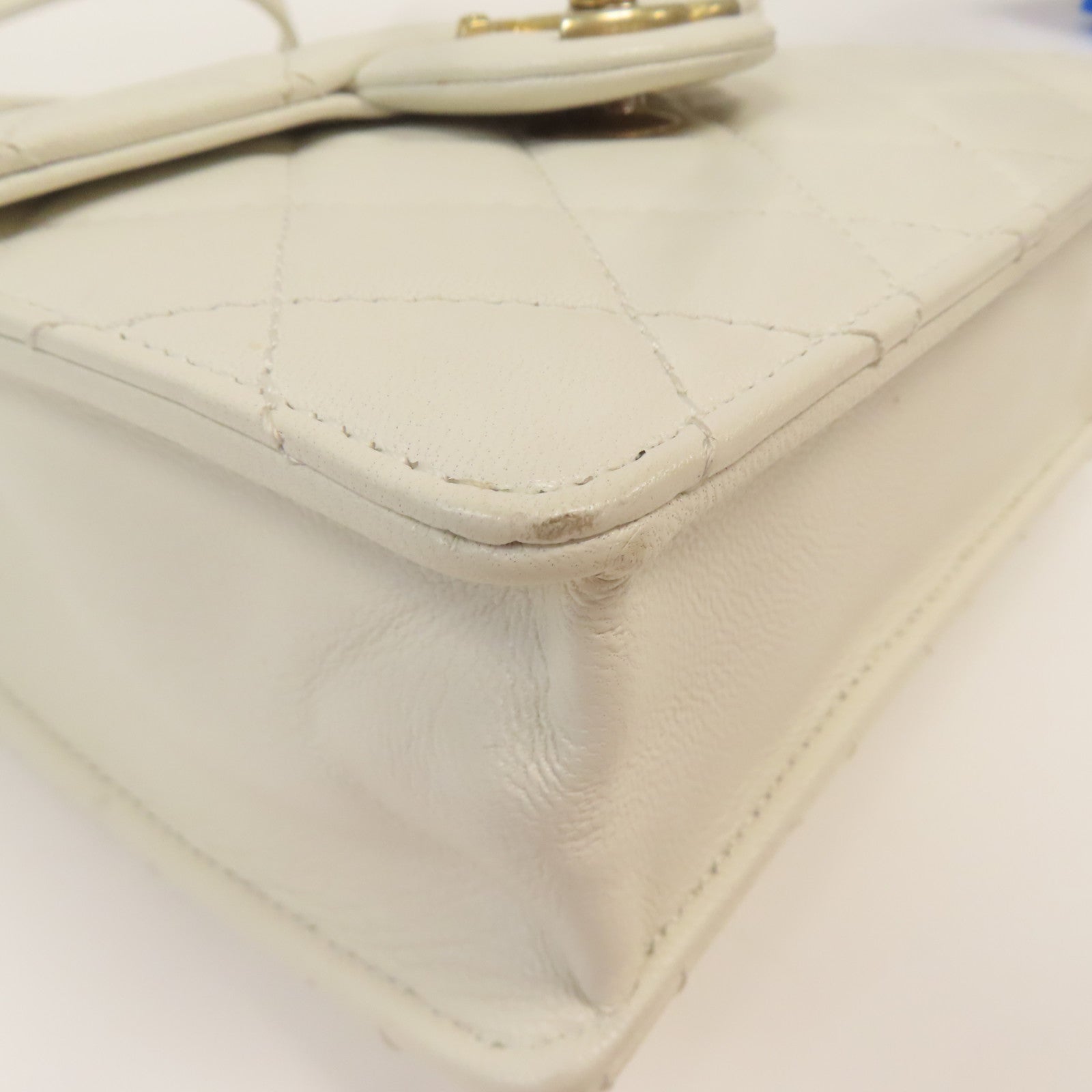 CHANEL 【激減優惠】菱格牛皮皮革Pearl Flap Bag金扣鏈帶肩背袋白色