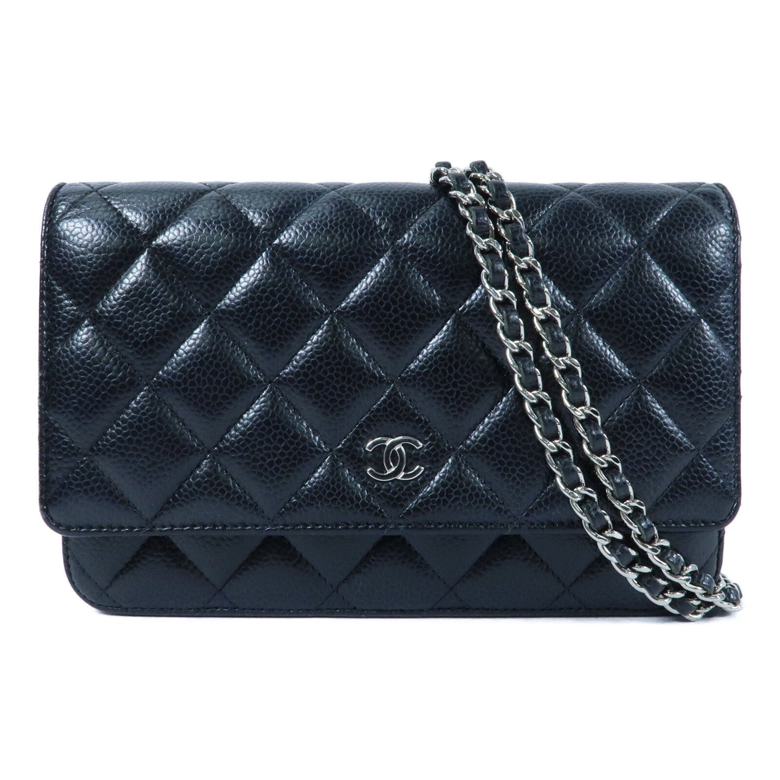 CHANEL 牛皮皮革Wallet On Chain銀扣鏈帶肩背袋