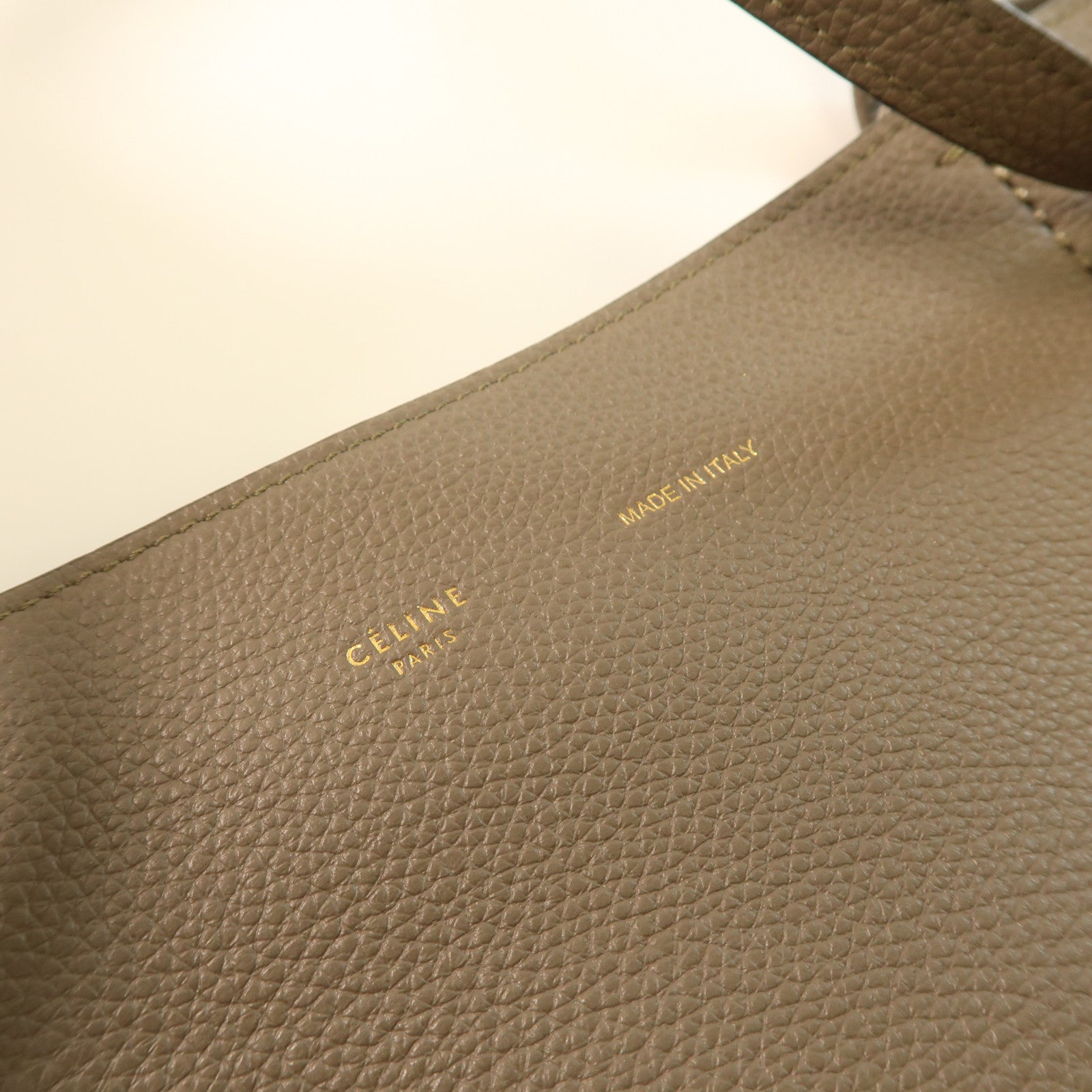 CELINE 牛皮皮革Tote Bag金扣手挽袋灰色