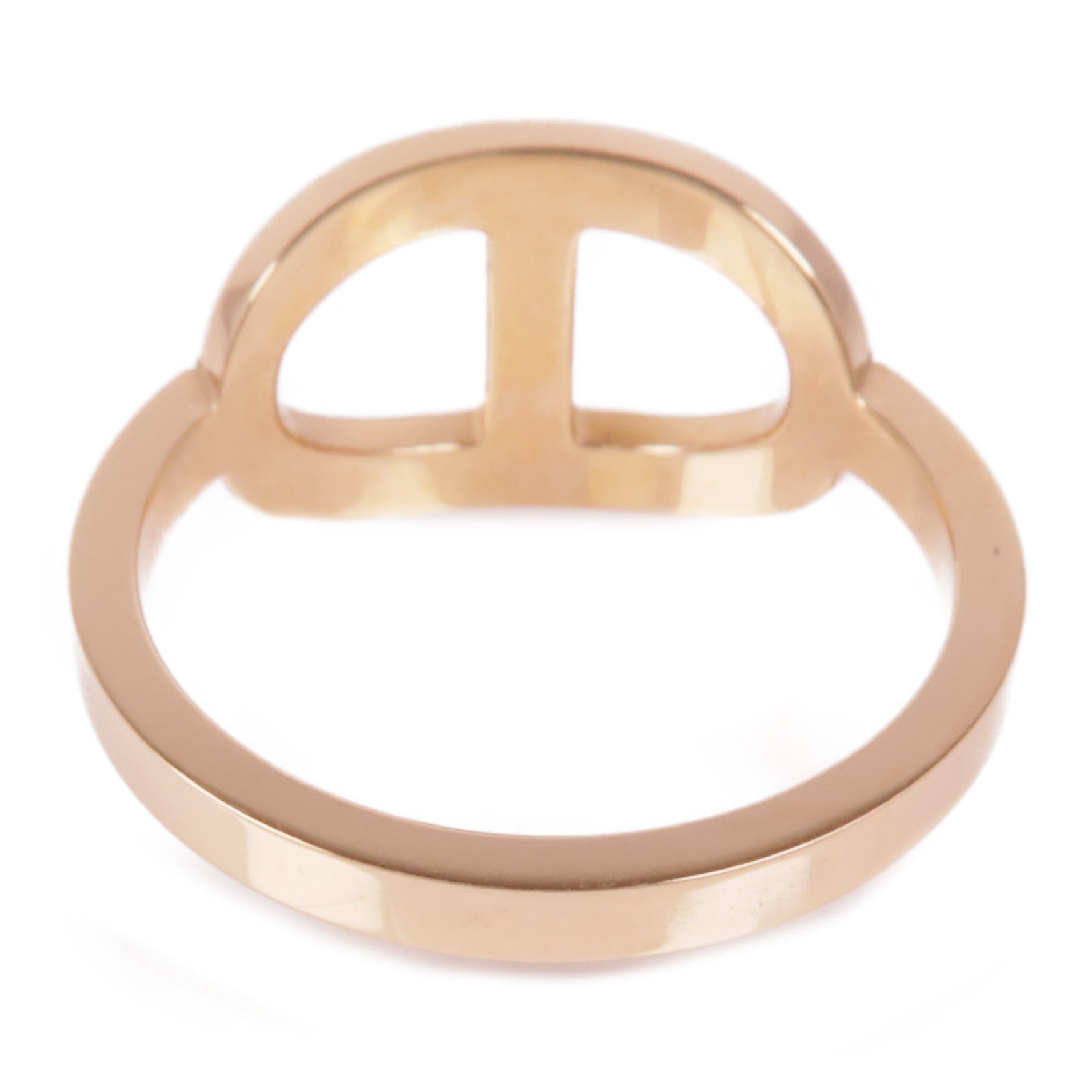 HERMES 18K玫瑰金Chaine d'ancre Contour Ring鑽石戒指Hermes#52/US#6