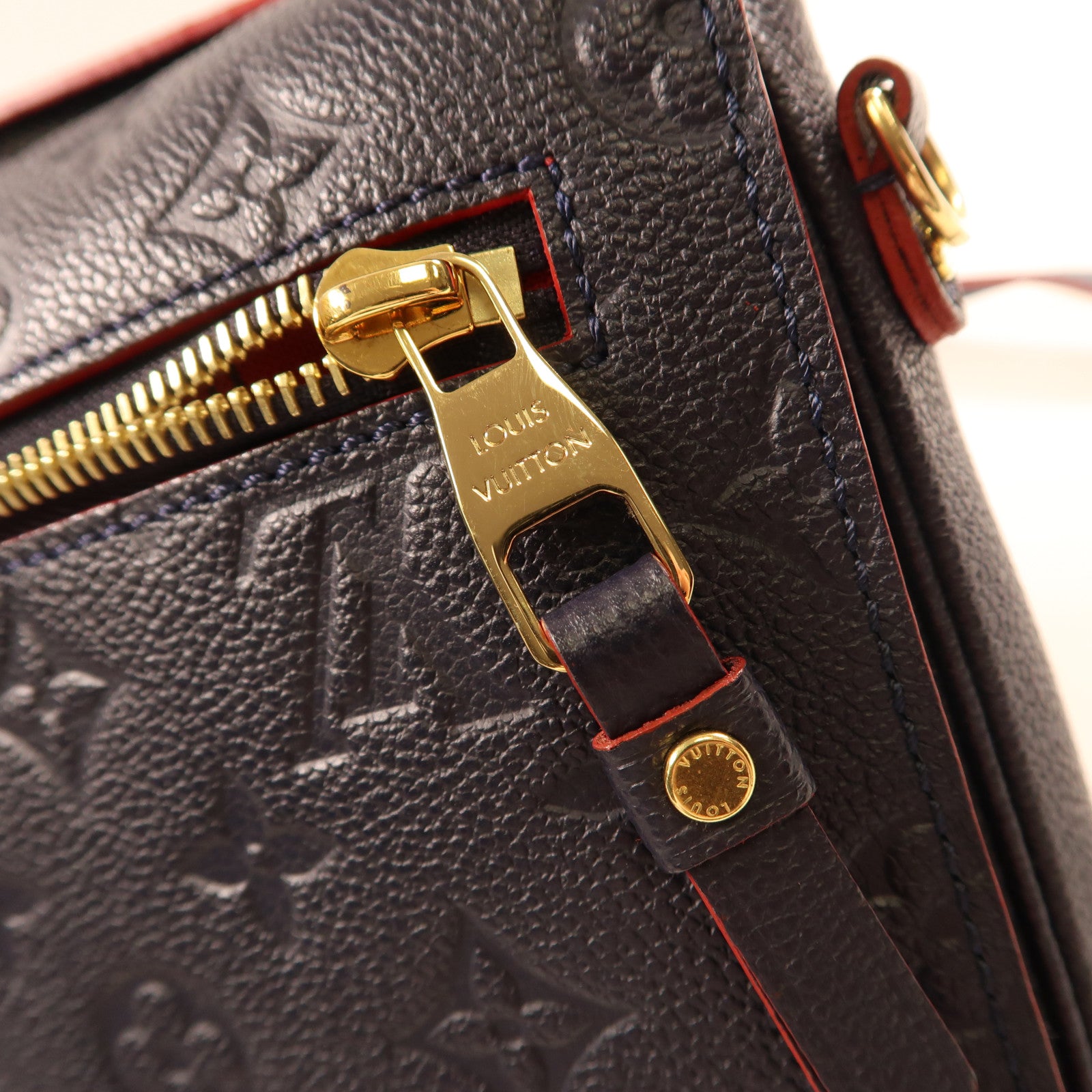 LOUIS VUITTON Monogram Empreinte Pochette Metis金扣手挽肩背兩用袋深藍色