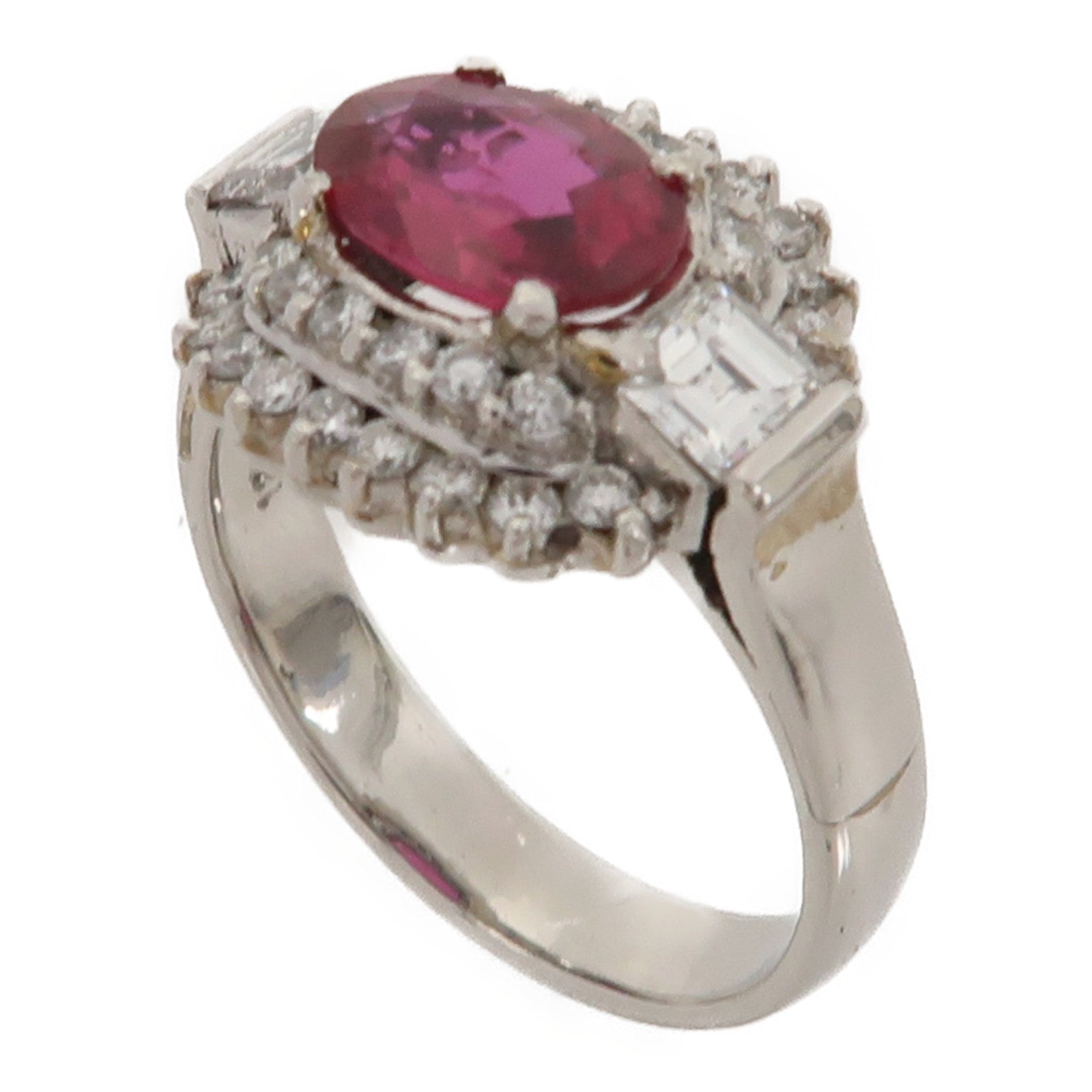 JEWELRY 【激減優惠】PT900鉑金Ring1.24ct紅寶石/0.30ct鑽石戒指US#6