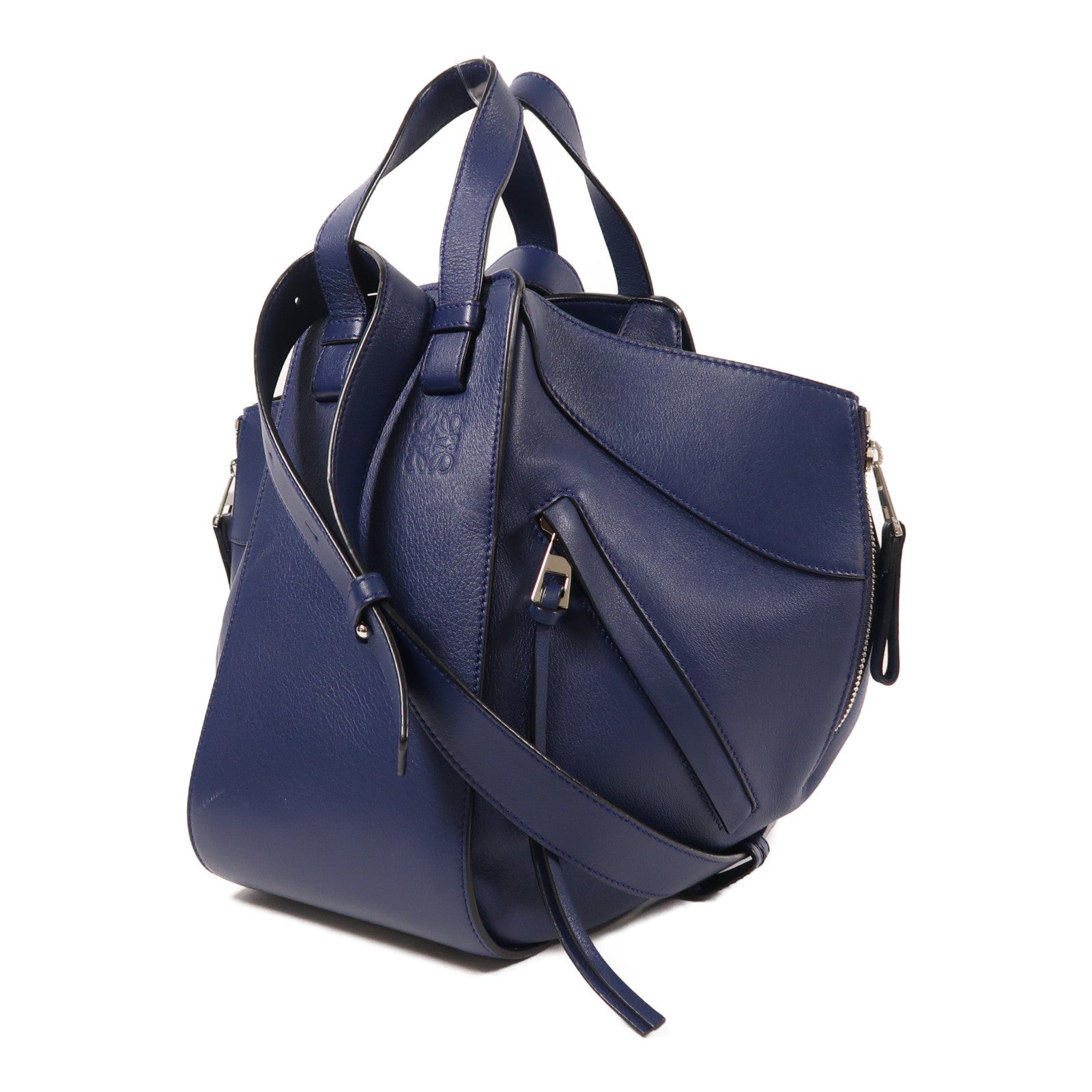 LOEWE 牛皮皮革Hammock Small銀扣手挽肩背兩用袋