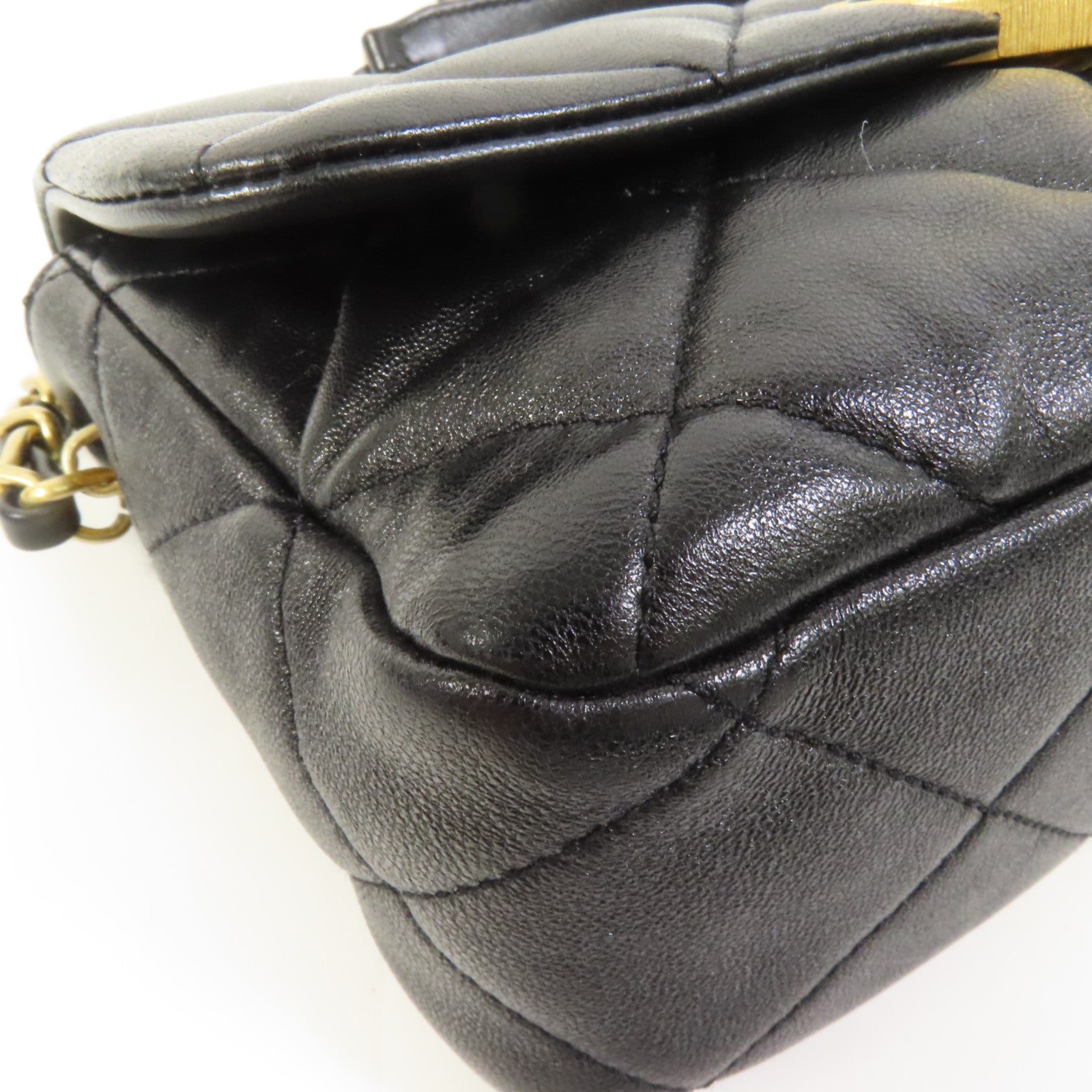 CHANEL 羊皮皮革Chain Shoulder金扣鏈帶肩背袋