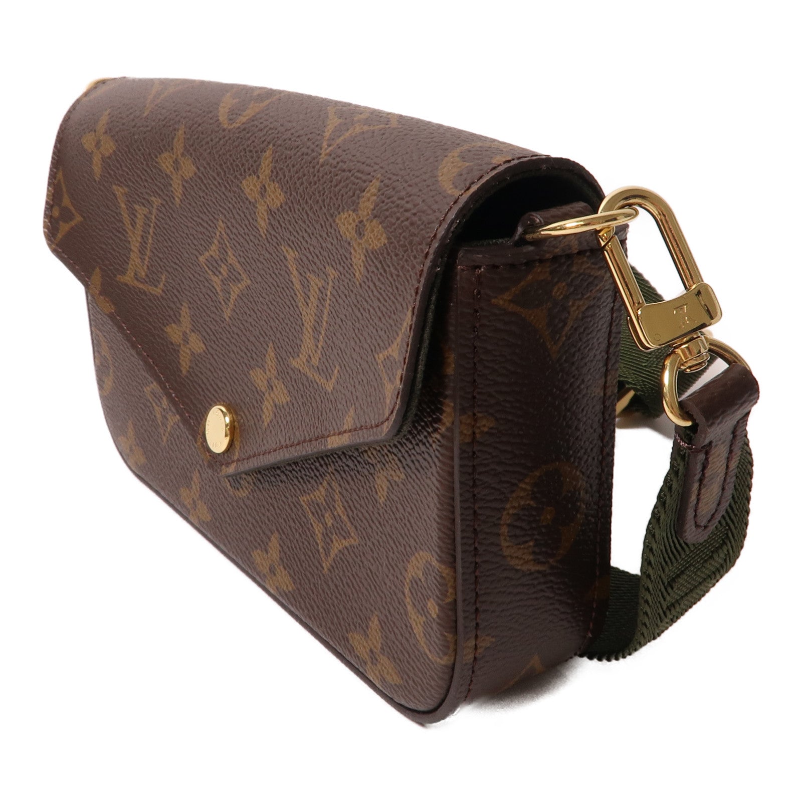 LOUIS VUITTON Monogram Felicie Strap & Go金扣肩背袋啡色