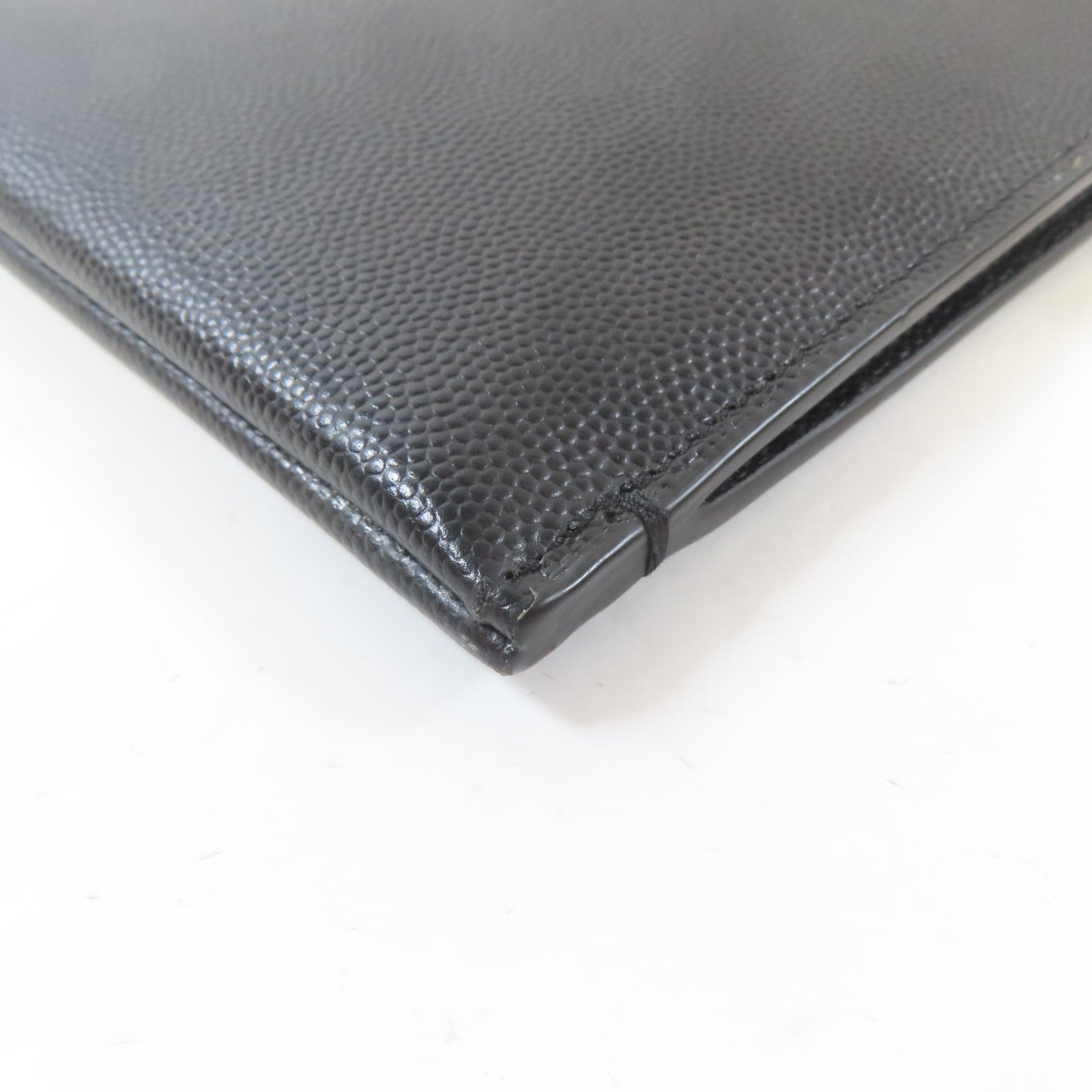 SAINT LAURENT 皮革Clutch Bag銀扣手拿包黑色