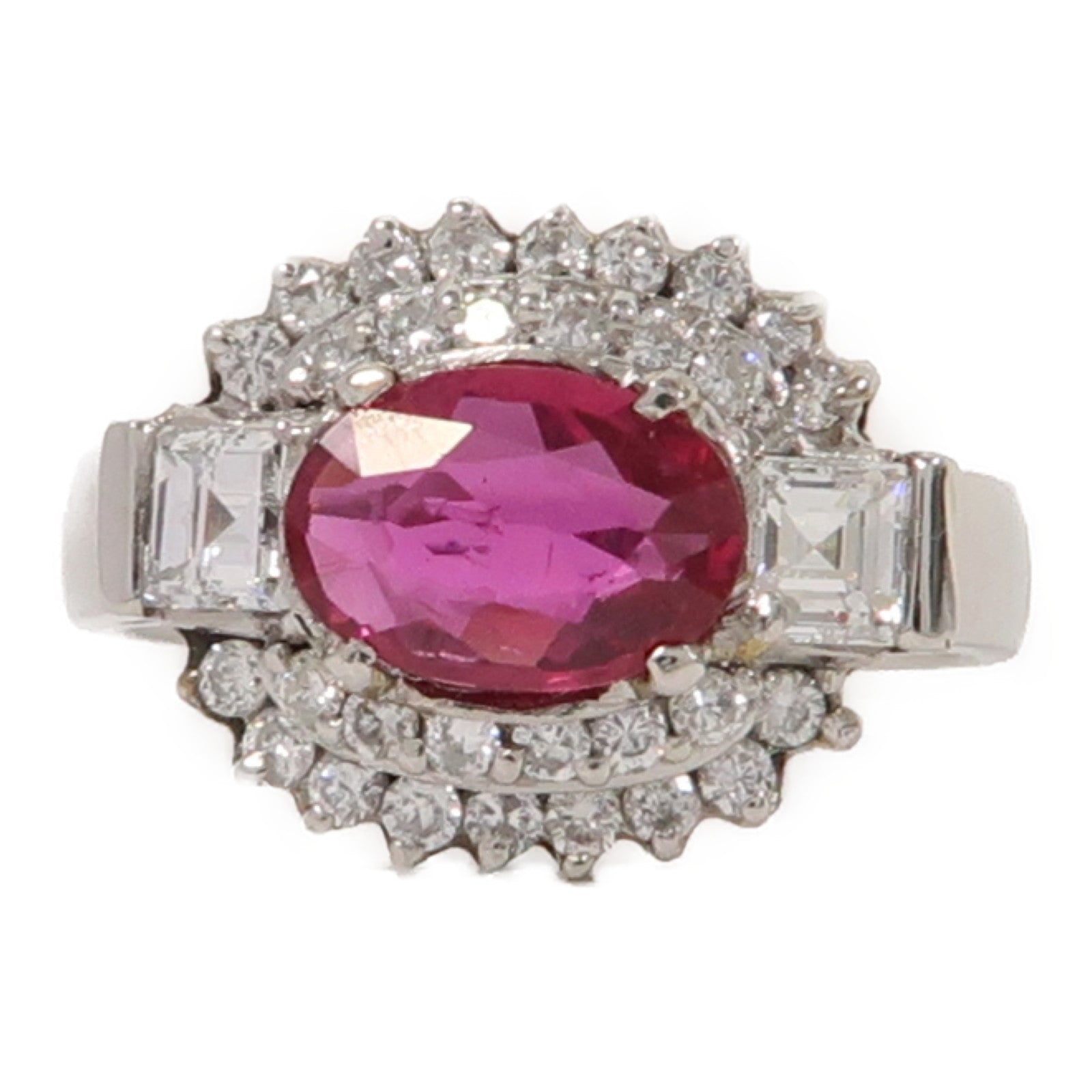 JEWELRY 【激減優惠】PT900鉑金Ring1.24ct紅寶石/0.30ct鑽石戒指US#6