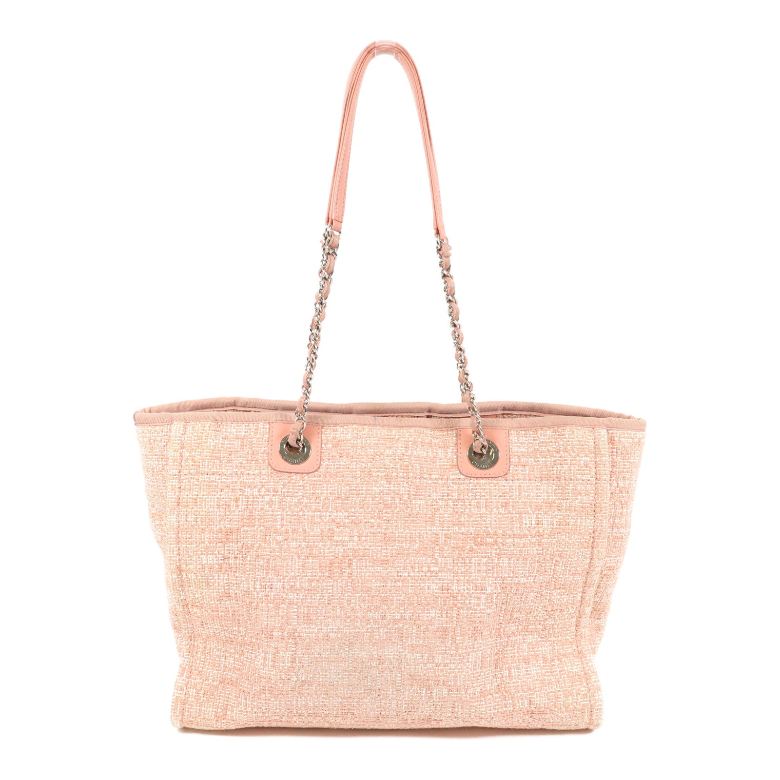 CHANEL Tweed Deauville銀扣鏈帶肩背袋