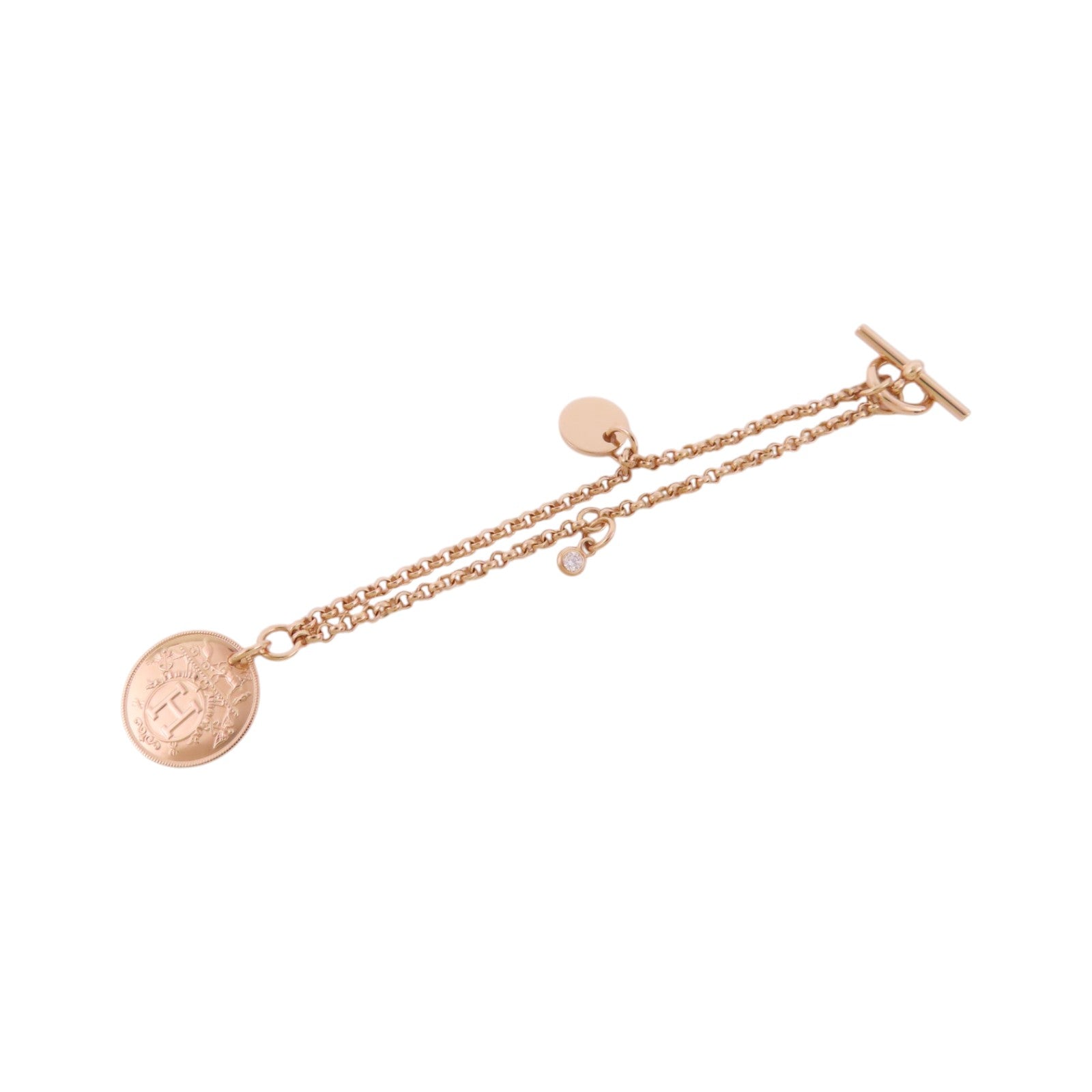 HERMES 18K玫瑰金Ex-Libris Diamond Bracelet金扣鑽石手鏈