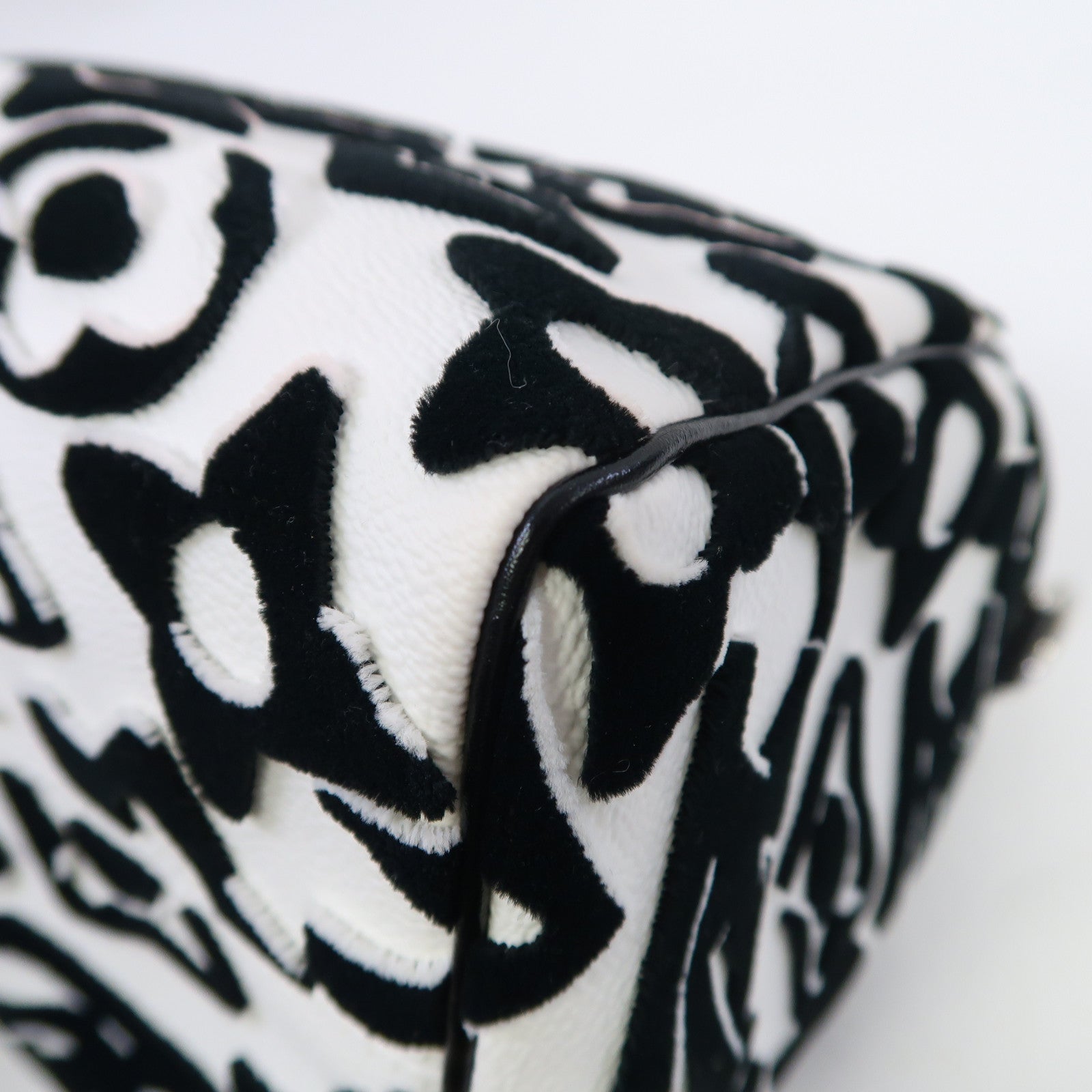 LOUIS VUITTON 絨布/塗層帆布Urs Fischer Speedy 25銀扣手挽肩背兩用袋白色/黑色