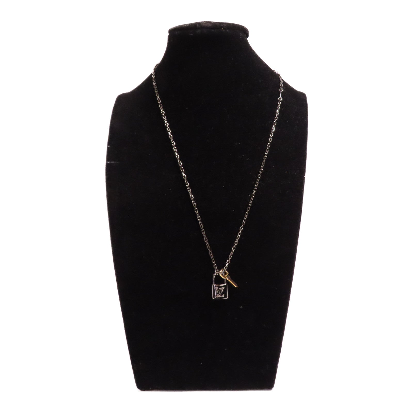 LOUIS VUITTON LV Padlock Necklace M01149 Metal Silver Gold