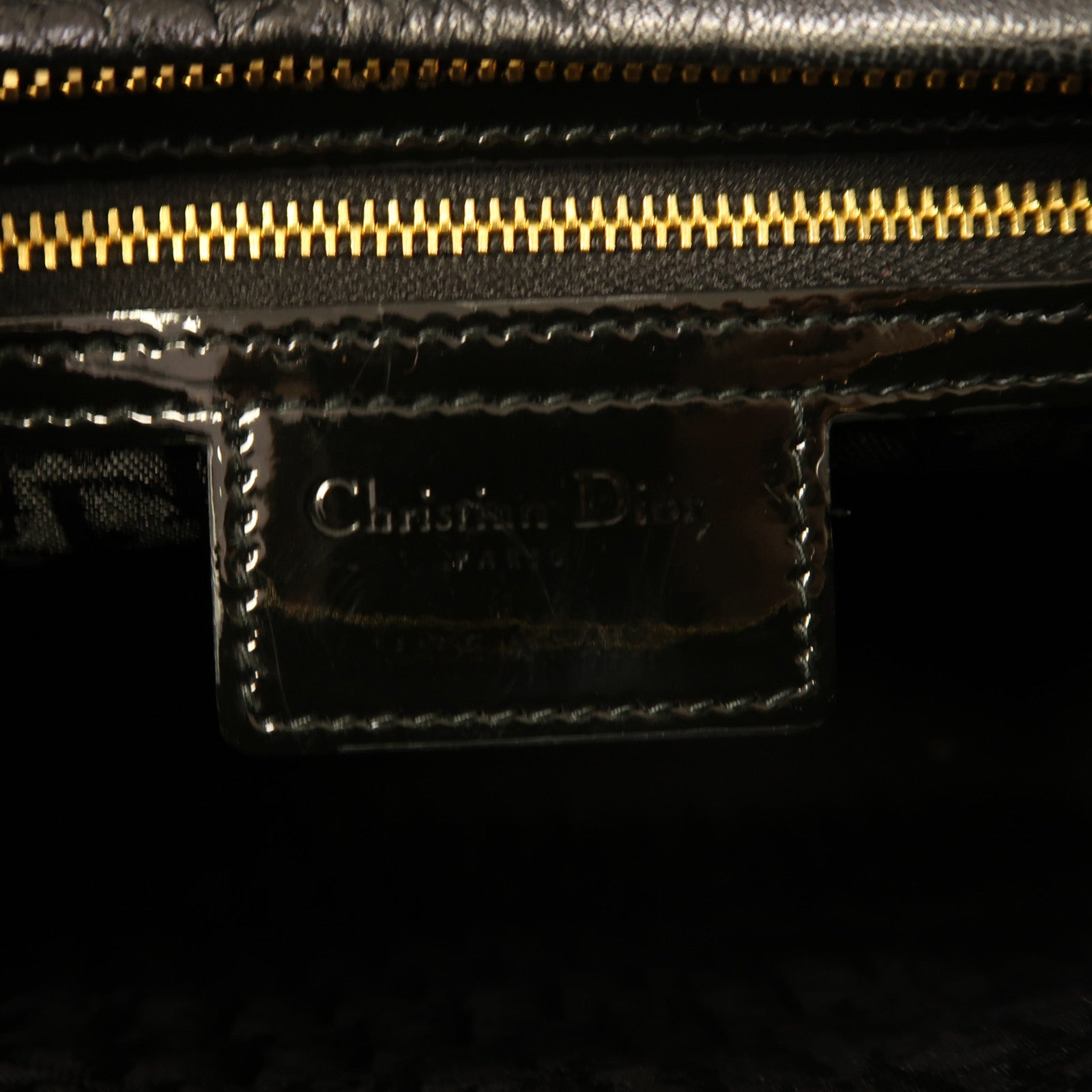 Dior 漆皮皮革Lady Dior Tote金扣手挽肩背兩用袋黑色