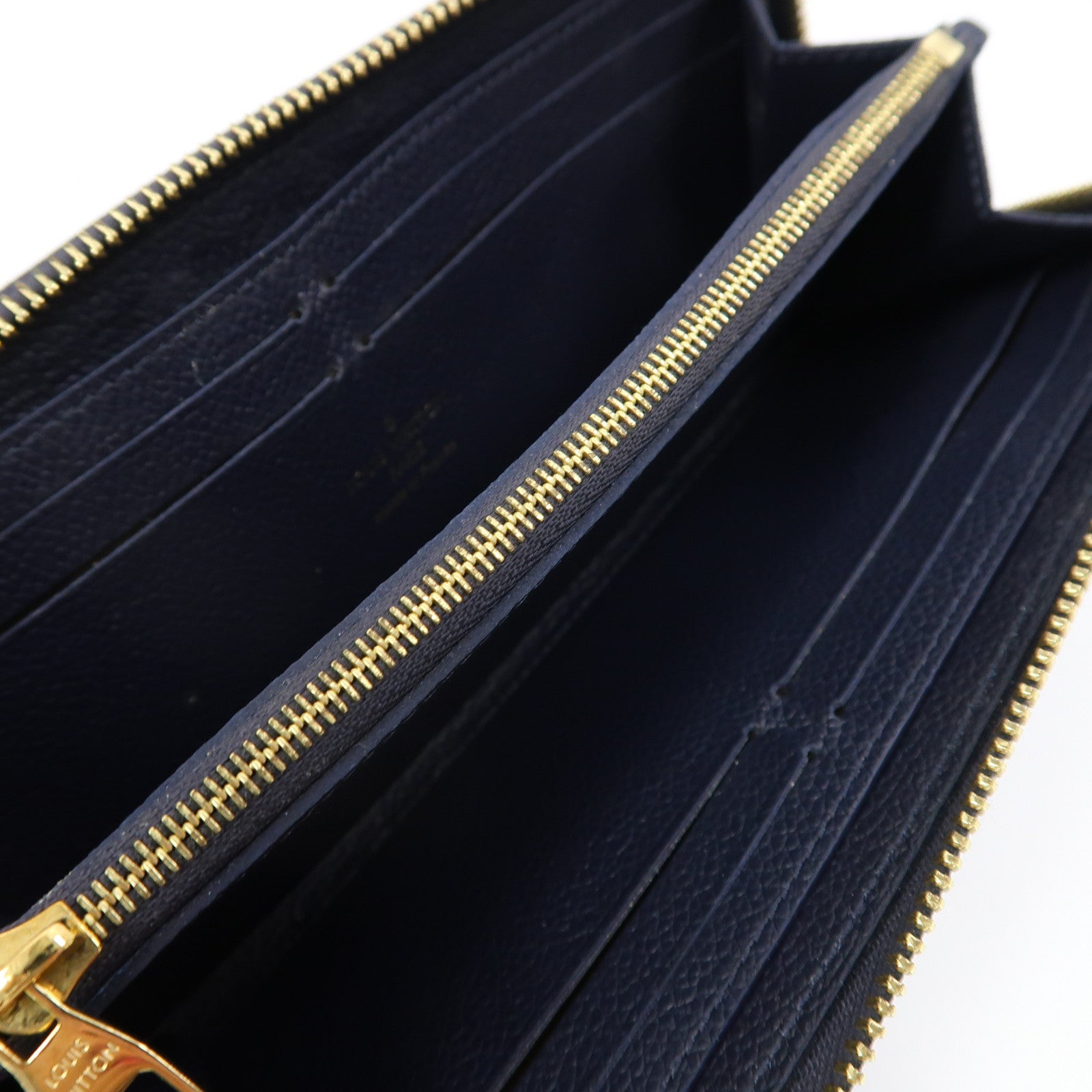 LOUIS VUITTON Monogram Empreinte Portefeuille Clemence金扣長錢包藍色