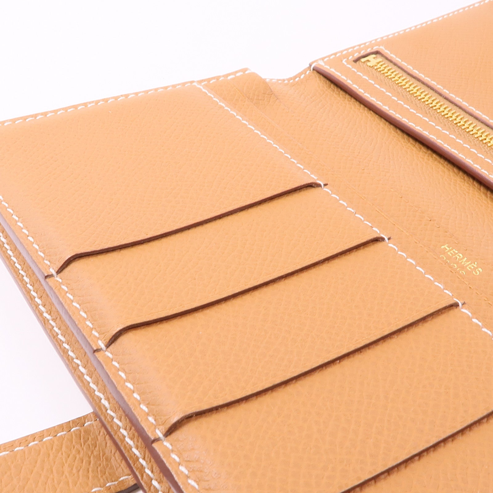 HERMES Epsom皮革Bearn Wallet金扣長錢包Gold