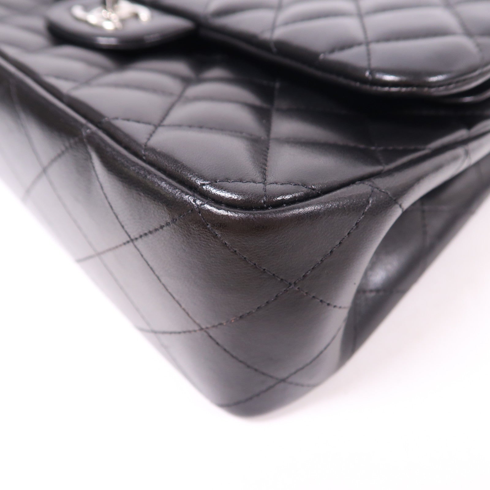 CHANEL CC SHW Large Classic Chain Shoulder Bag Lambskin Leather Black