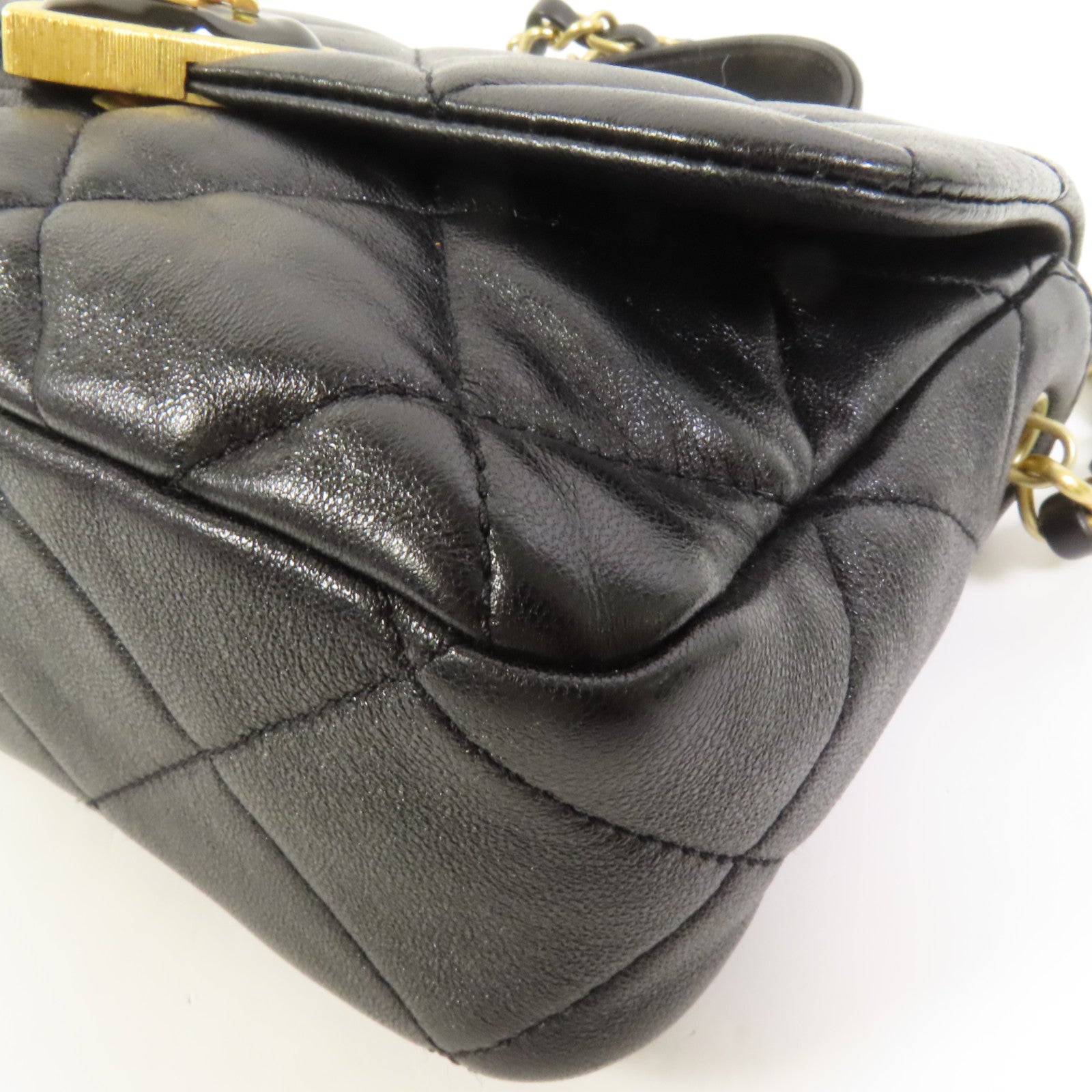 CHANEL 羊皮皮革Chain Shoulder金扣鏈帶肩背袋